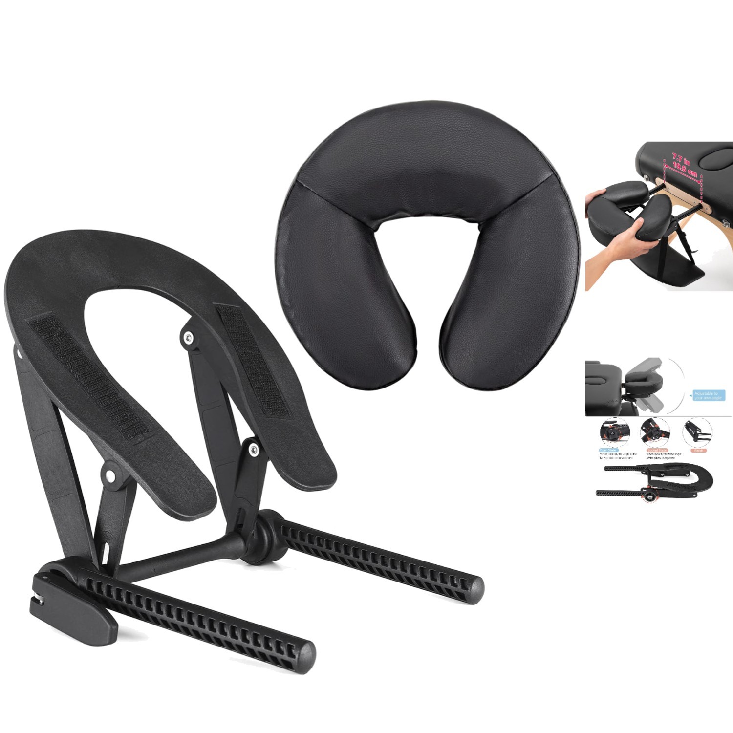 U-Shaped Massage Table Face Cradle & Cushion - Adjustable for Personal Comfort