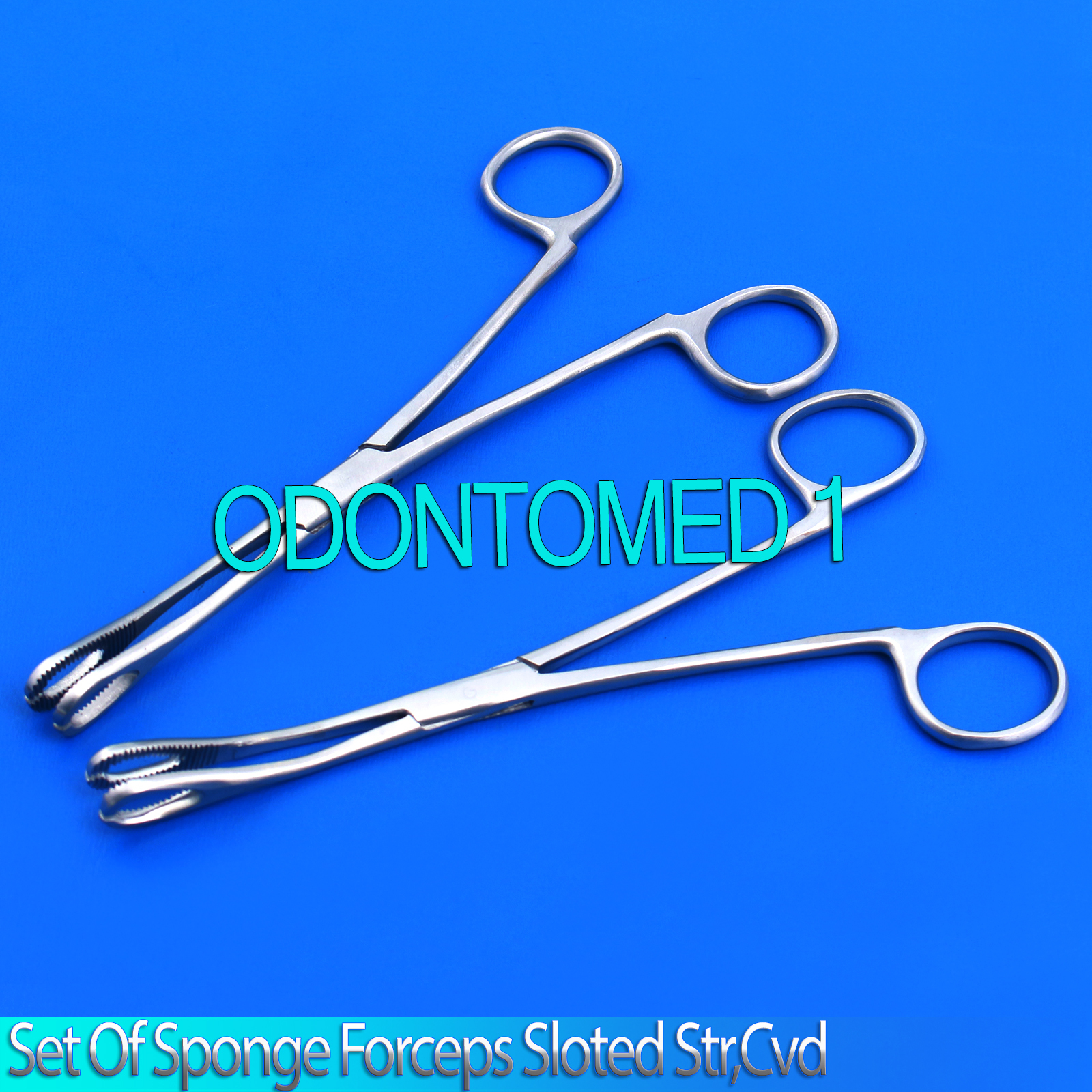ODM Brand New Set Of 2 Sponge Forceps Sloted 7'' Str,Cvd Surgical Instruments