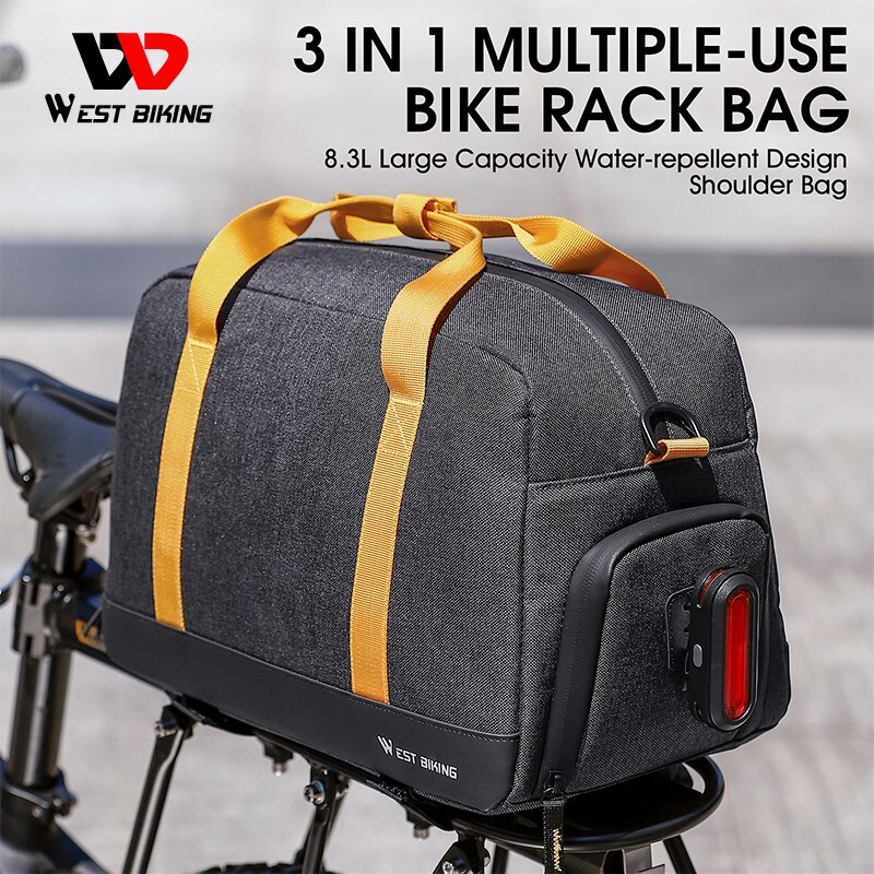 WEST BIKING Waterproof MTB Bike Rear Rack Pack Carrier Bag Bicycle Pannier 8.3L
