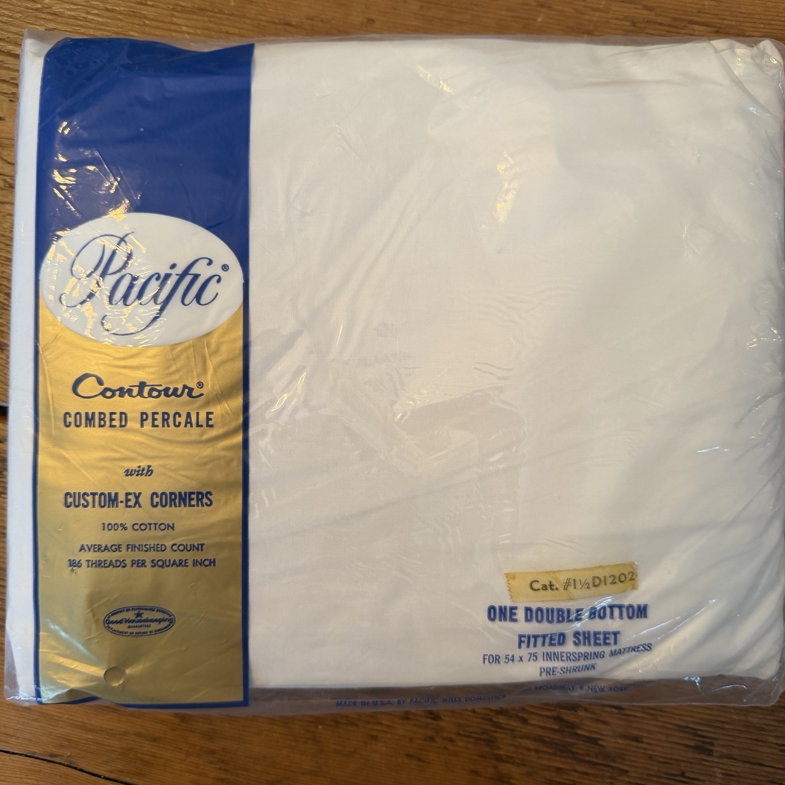 1 Pacific Combed Percale Balanced Sheet  Double Bottom  New Vintage 100% Cotton