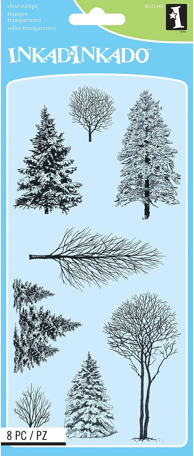 Trees Unmounted Clear Rubber Stamp Set for Cards and Scrapbooking, 4'' L x 8'' H