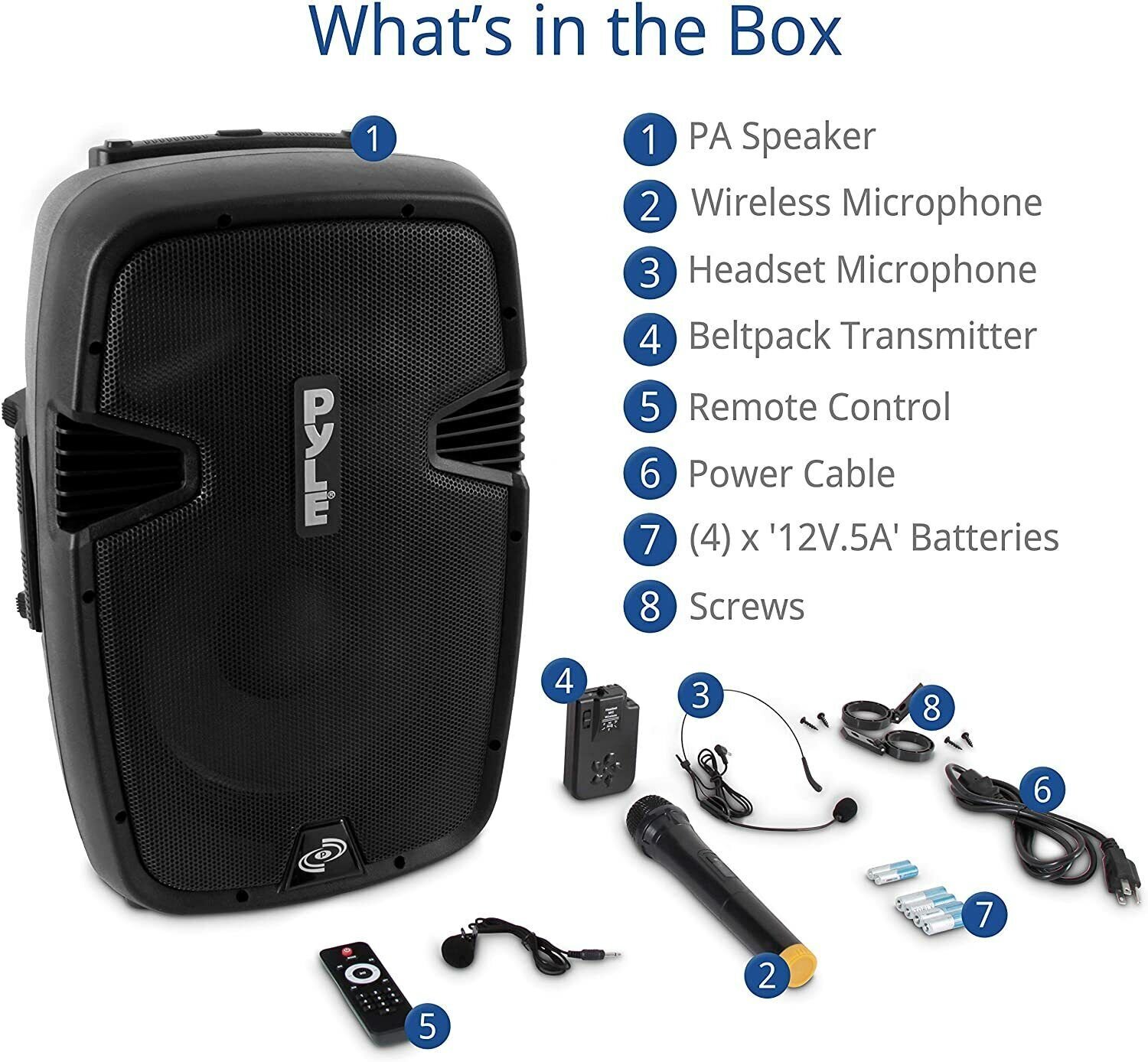 Pyle Portable Bluetooth Loudspeaker - Active PA Speaker System Kit Rechargeable