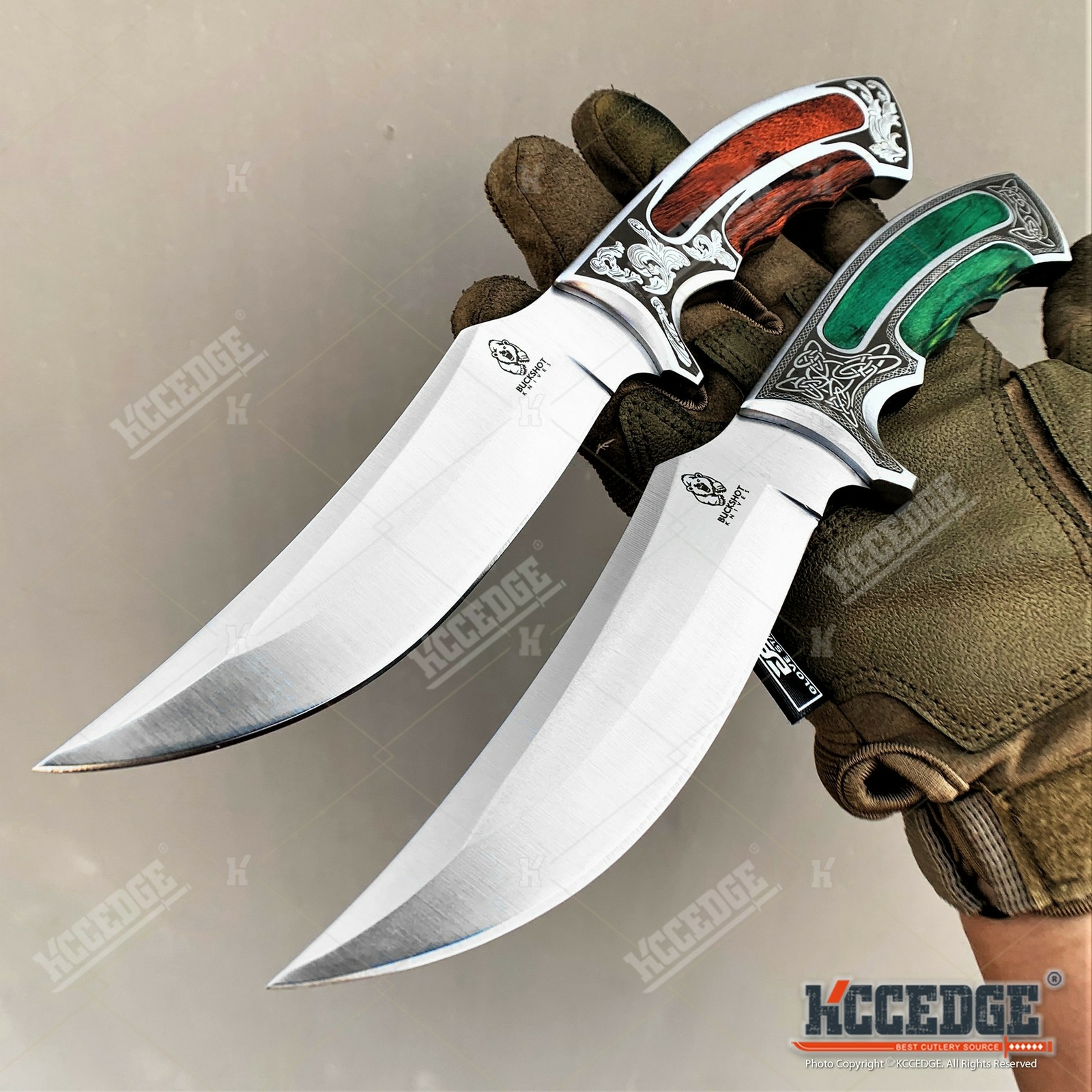 10" Full Tang Fixed Blade Knife Wood Inlay Handle Survival Knife Camping Knife