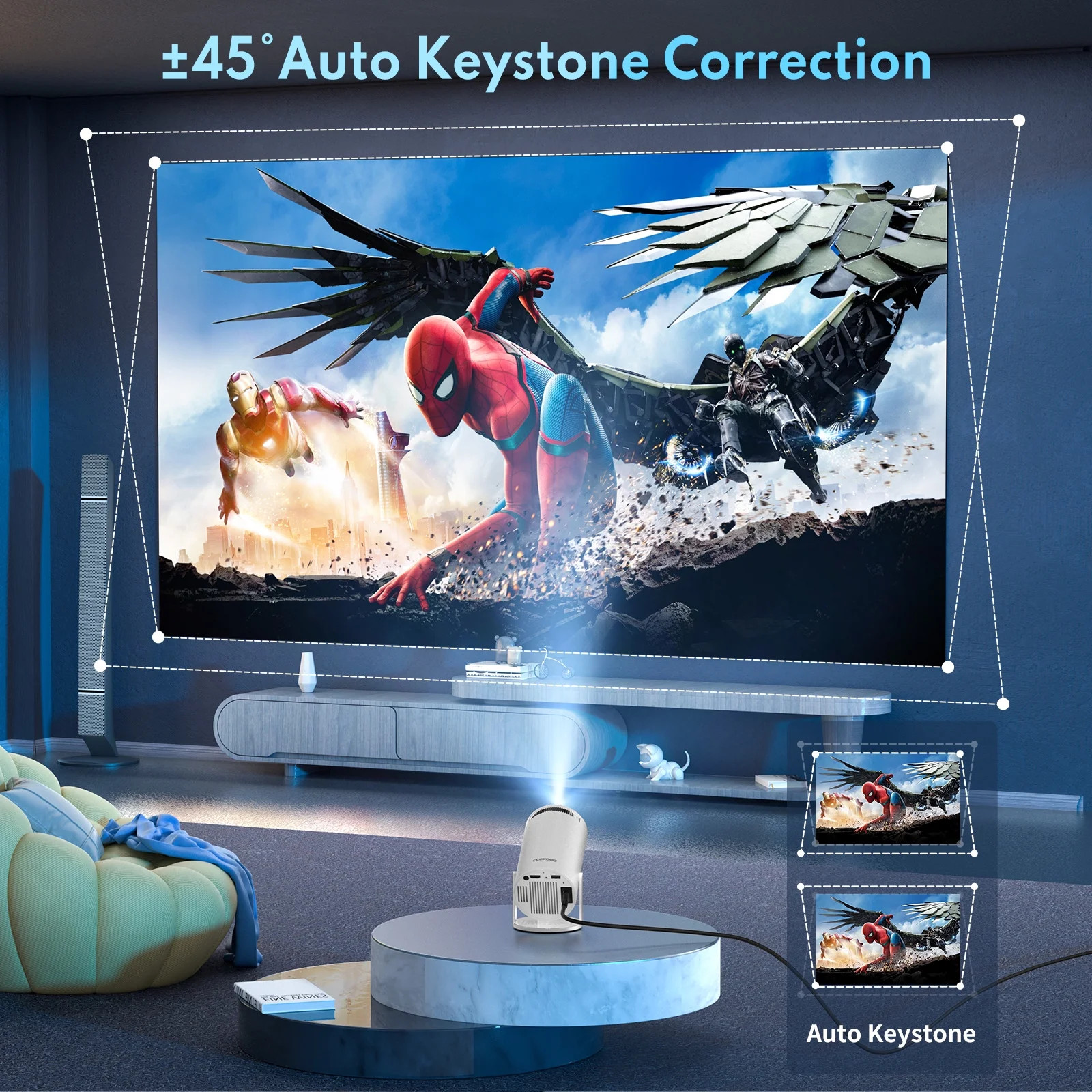 Projector 4K 1080P Support, Mini Projector Smart for Movie Projection Compatible