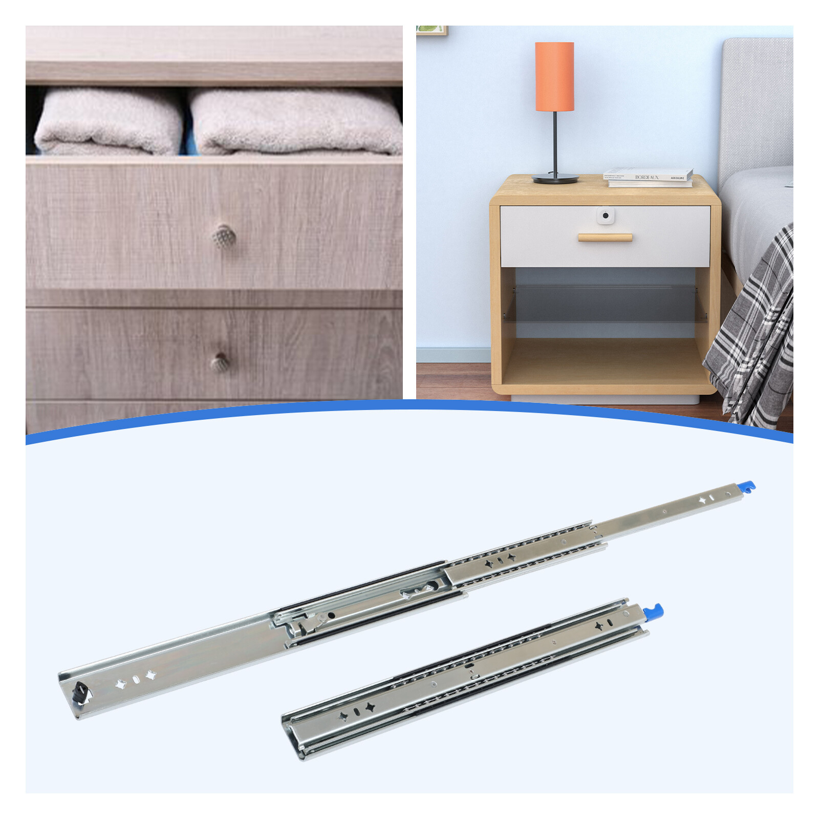 20 Inch Heavy Duty Drawer Slides 265LBS Load with Lock Side Mount 2 Pack