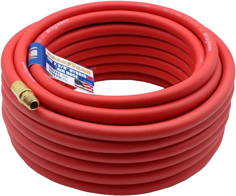 50' X 3/8" Hybrid Air Hose - 300 PSI - Kink Free - Made in USA
