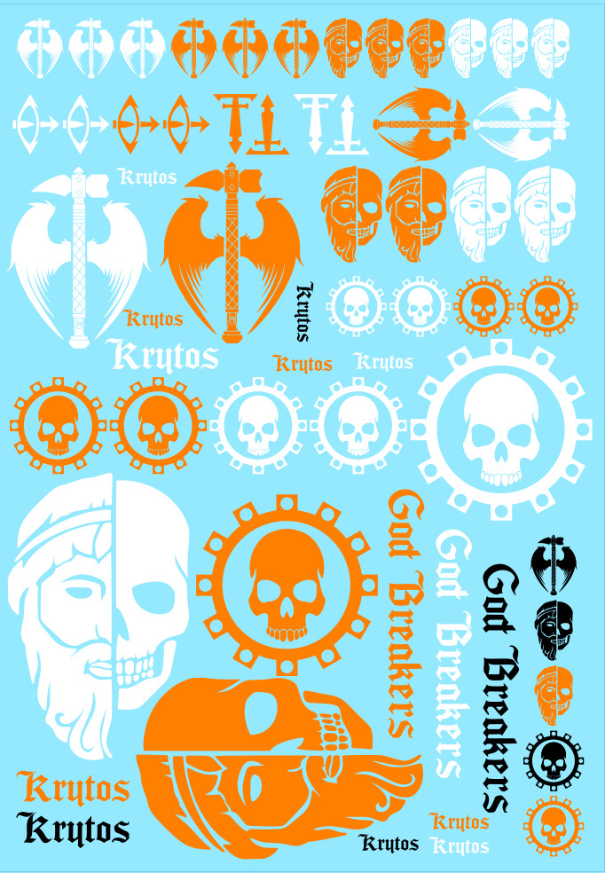 A4 -  God Heads Full Scale 28mm Titans Transfer Sheet