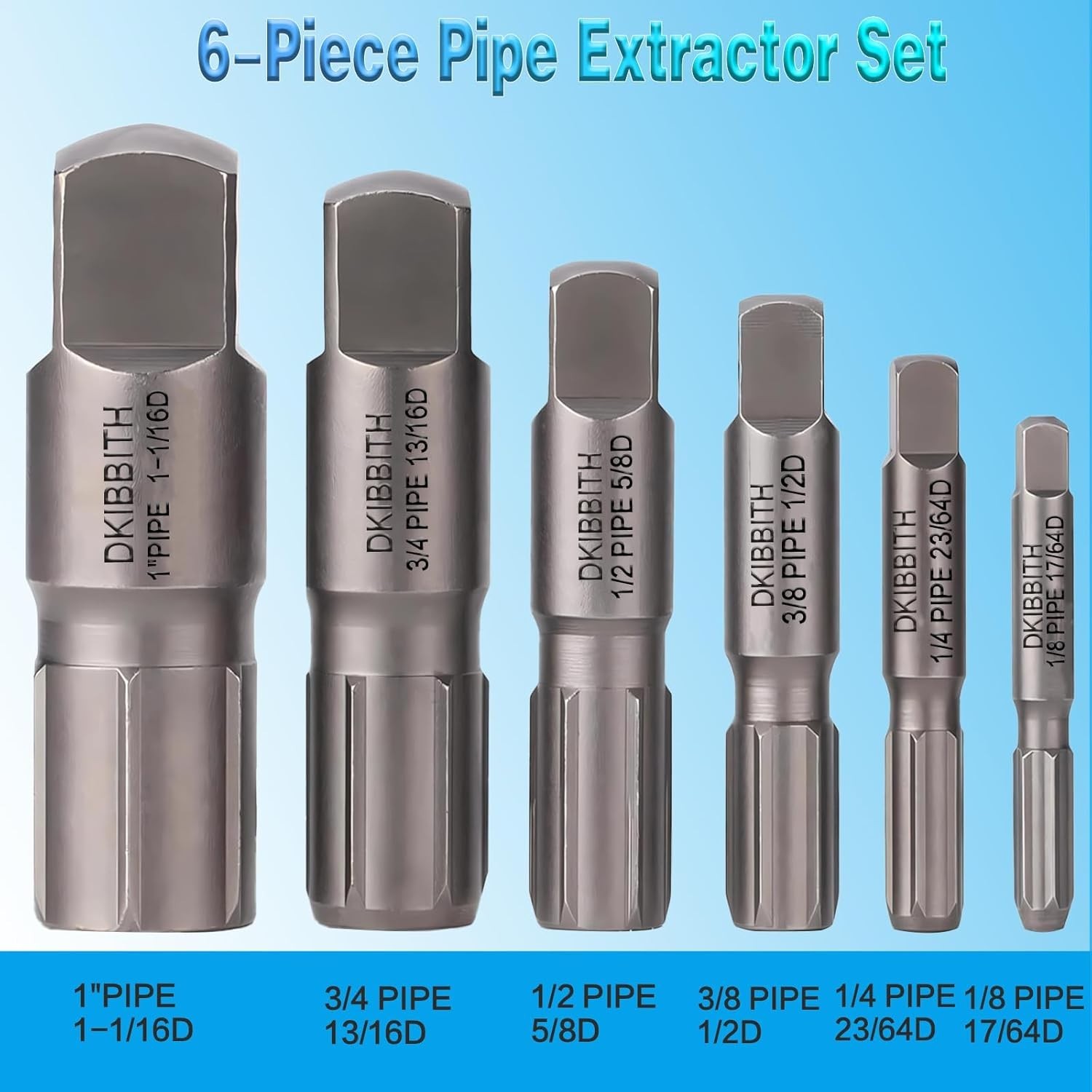 Broken Pipe Extractors for Plumbers, 6-Piece Set