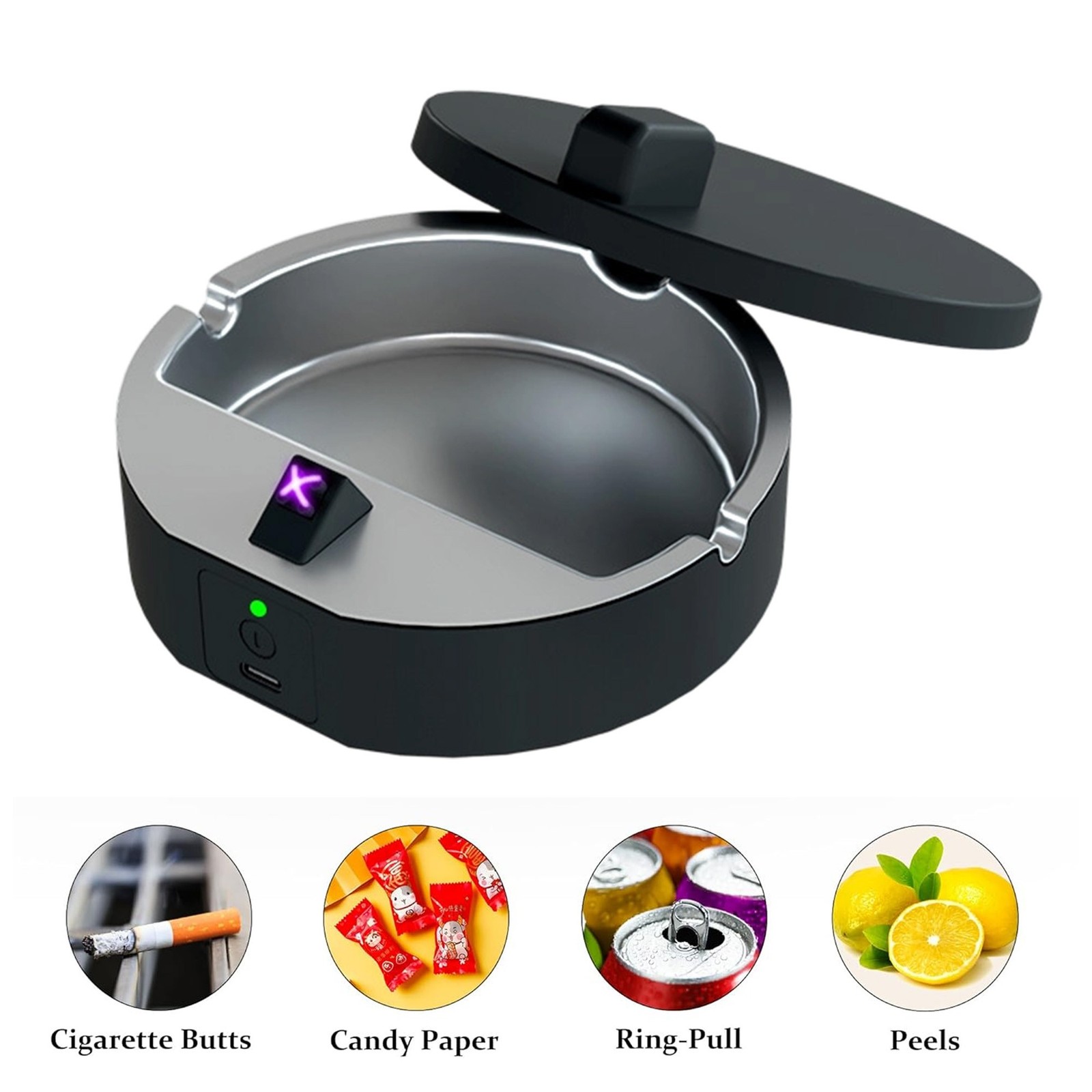 Portable USB Rechargeable Ashtray Electronic Lighter Fast Ignition Dual Function