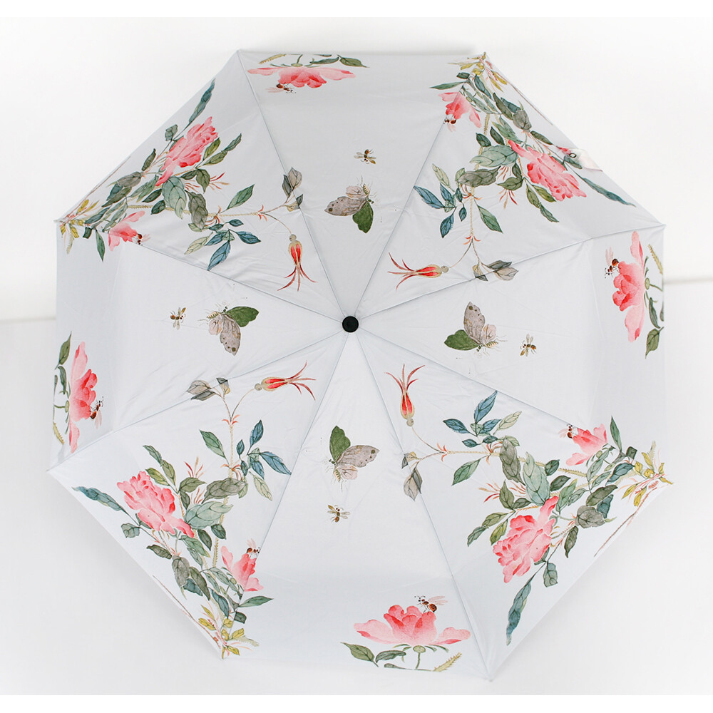 NATIONAL MUSEUM OF KOREA Flowers and Butterflies Pattern Compact Auto Umbrella