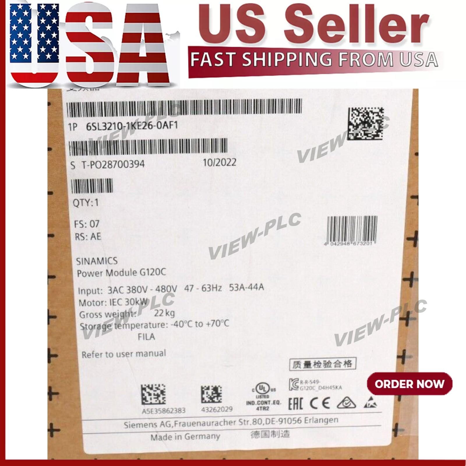New Siemens SINAMICS G120C 30KW Inverter 6SL3210-1KE26-0AF1 6SL3 210-1KE26-0AF1