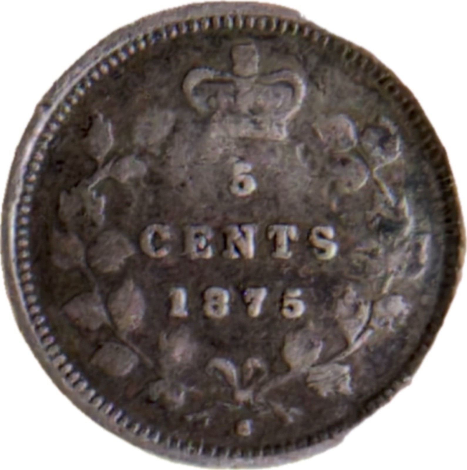 Canada 1875H, 5 Cents, Large Date ~ VG