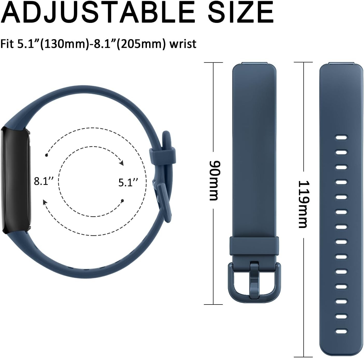 Fitbit Inspire 3 Bands 4 Pack Silicone Adjustable Replacement Straps for Men