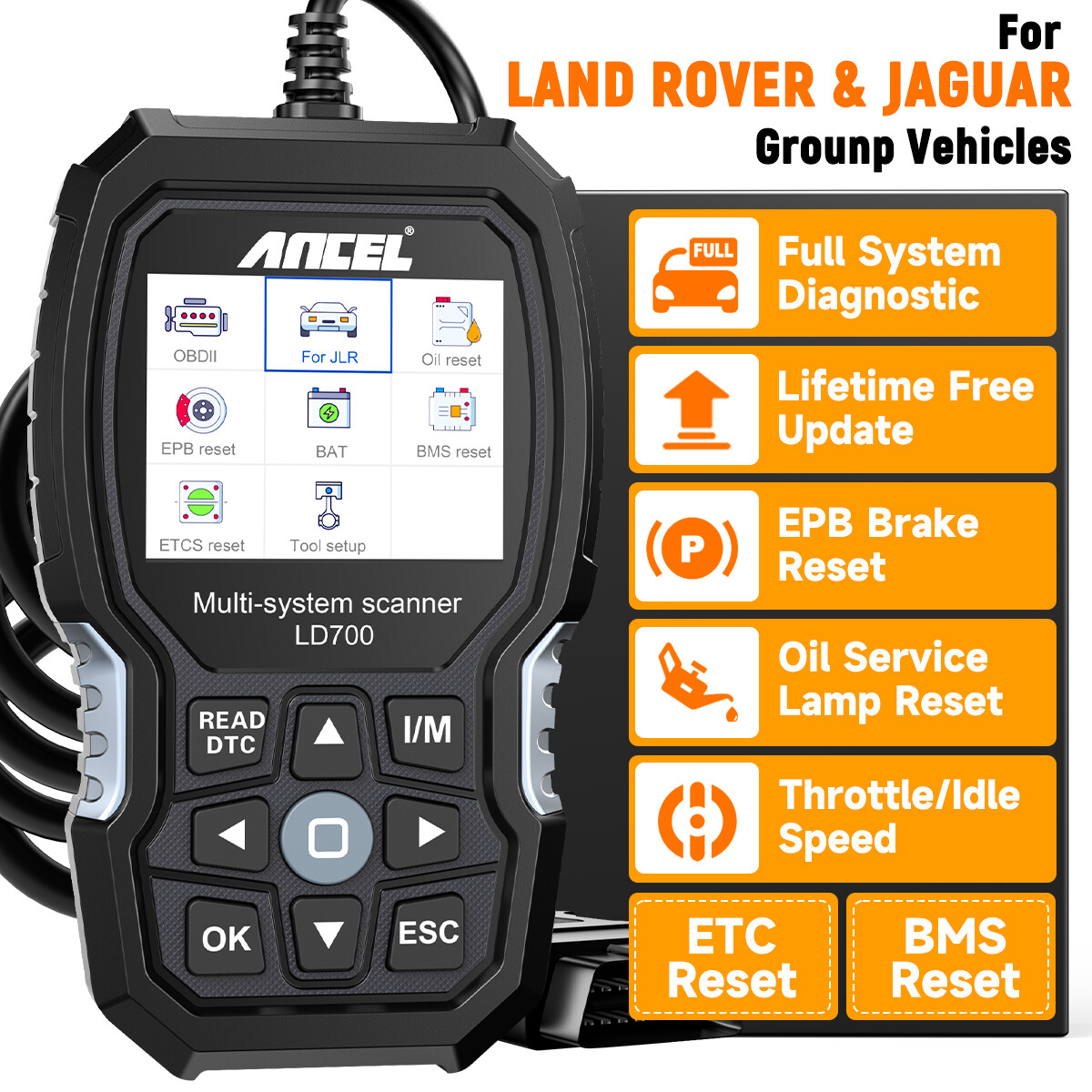 Full System OBD2 Scanner Code Reader For Land Rover Jaguar ABS SRS Engine EPB AT