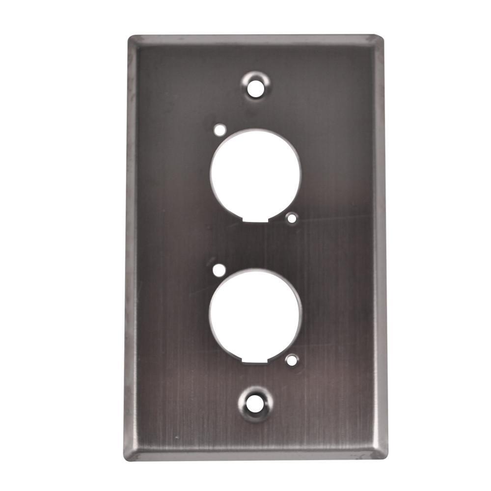 Stainless Steel Wall Plate with Dual D Size Connectors Pro Audio Install