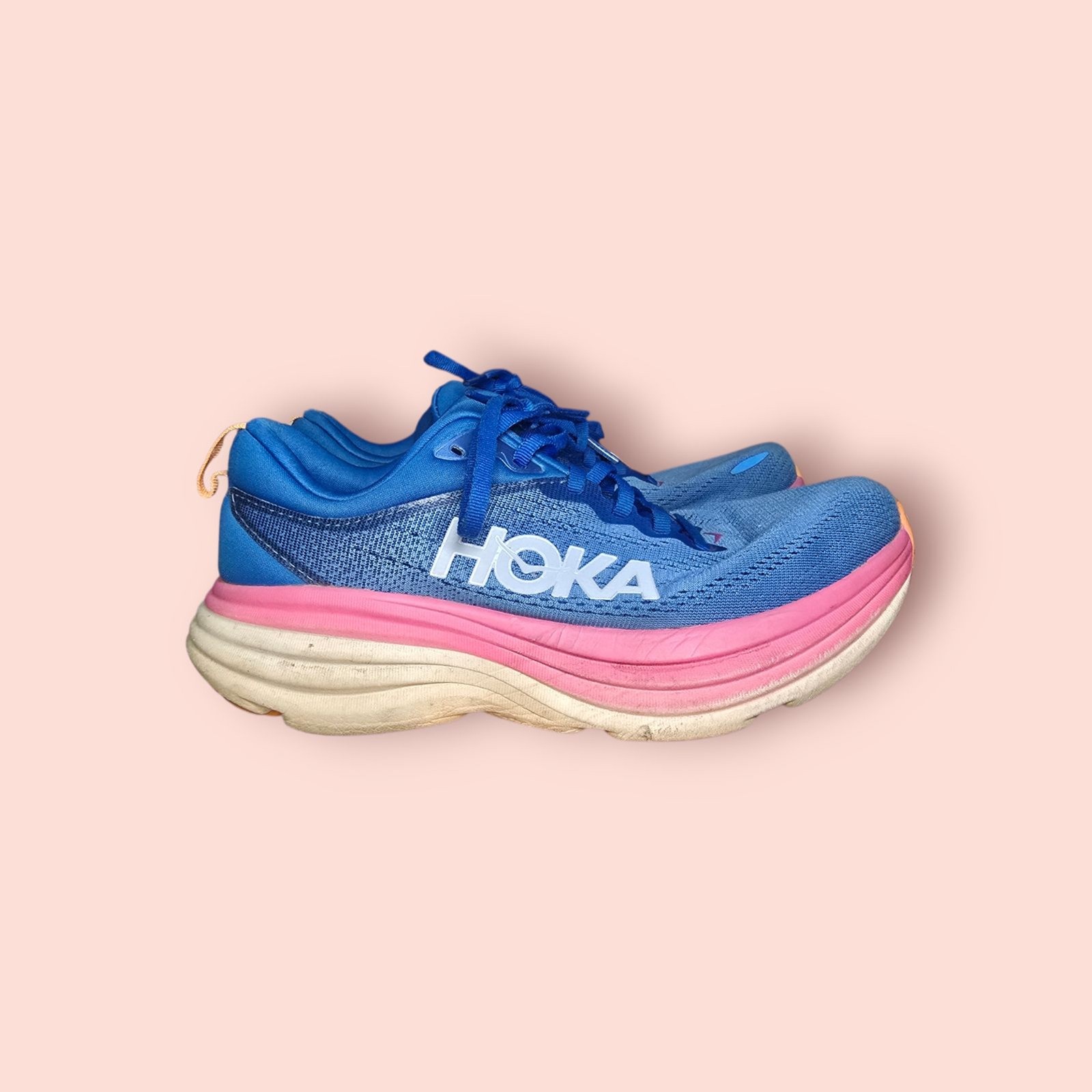 Hoka Bondi 8 Women's Running Shoes Coastal Sky/All Aboard Size 7.5D Wide Sneaker