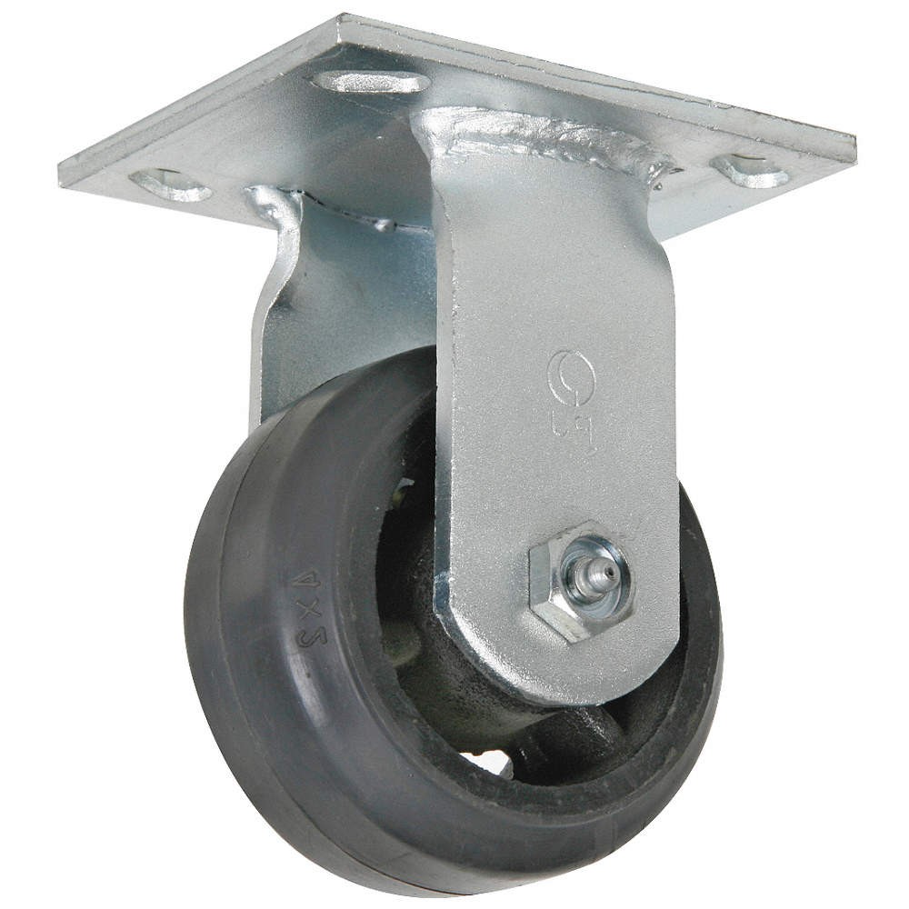 GRAINGER APPROVED 1NWJ3 Plate Caster,Rigid,Rubber,6 1/2"H 1NWJ3