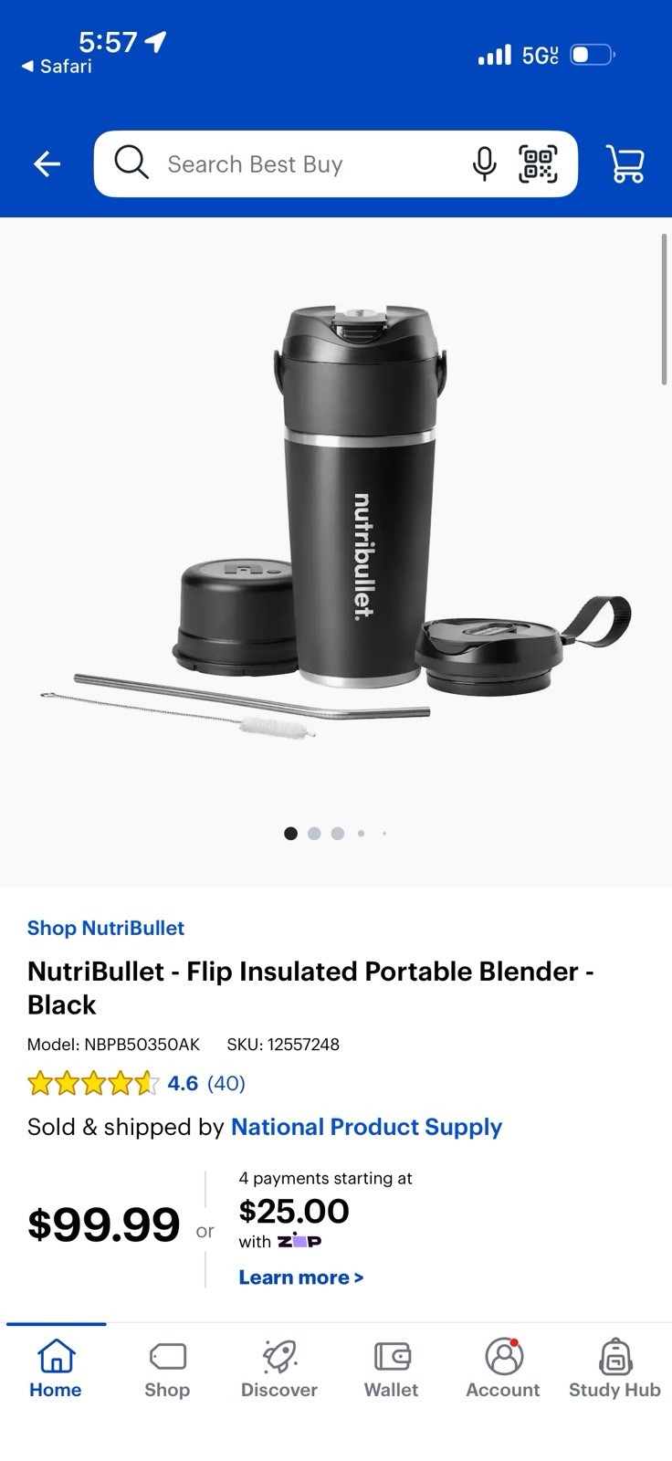 NutriBullet - Flip Insulated Portable Blender - Black