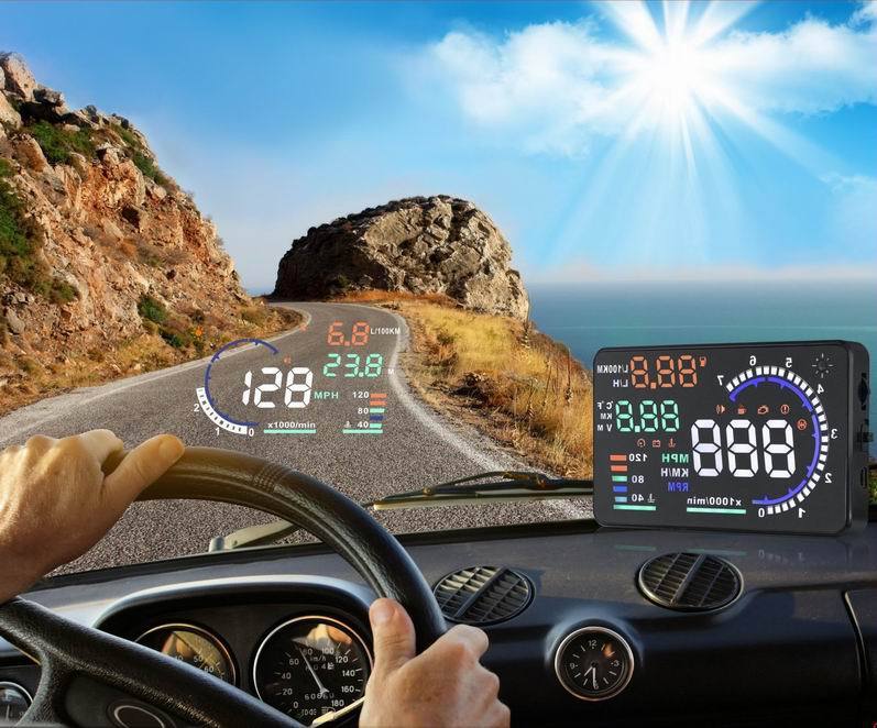 OBD II Car HUD Head Up Display 5.5'' Dash Screen Digital Speedometer Projector