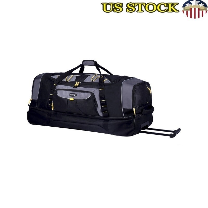 36in Rolling Duffel Bag Drop-Bottom Travel Luggage Telescopic Handle Wheels New