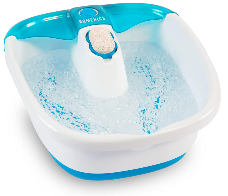 Relaxing Bubble Foot Spa with Toe Touch Control & Exfoliating Pumice Stone