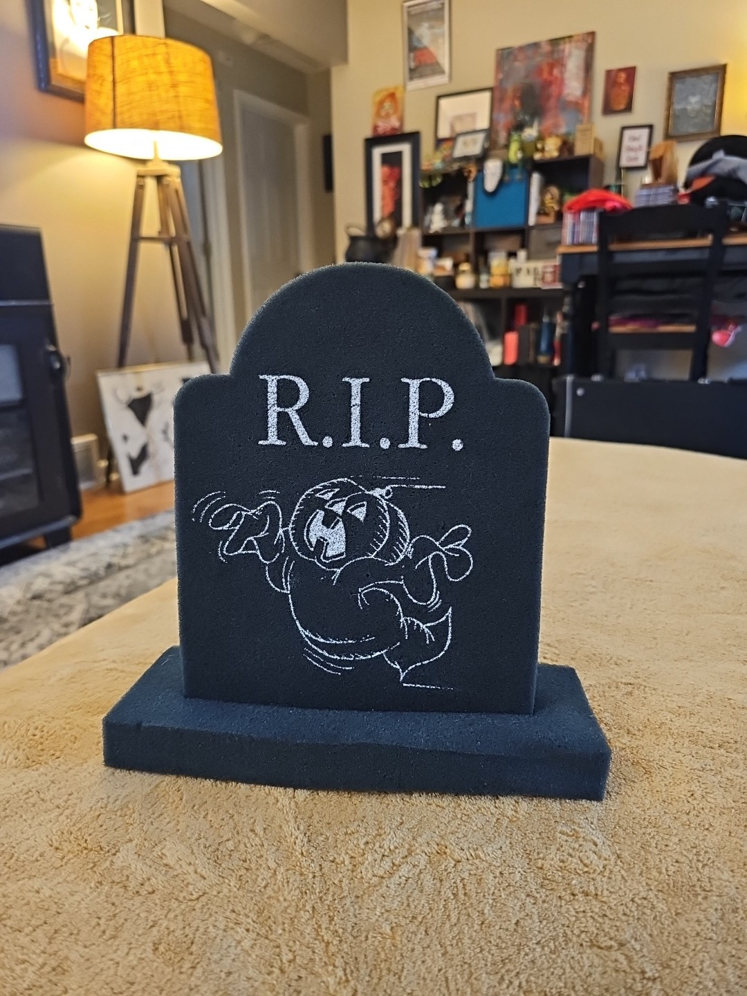 Halloween Grave Headstone Foam Squishy w/Stand 9" 80s