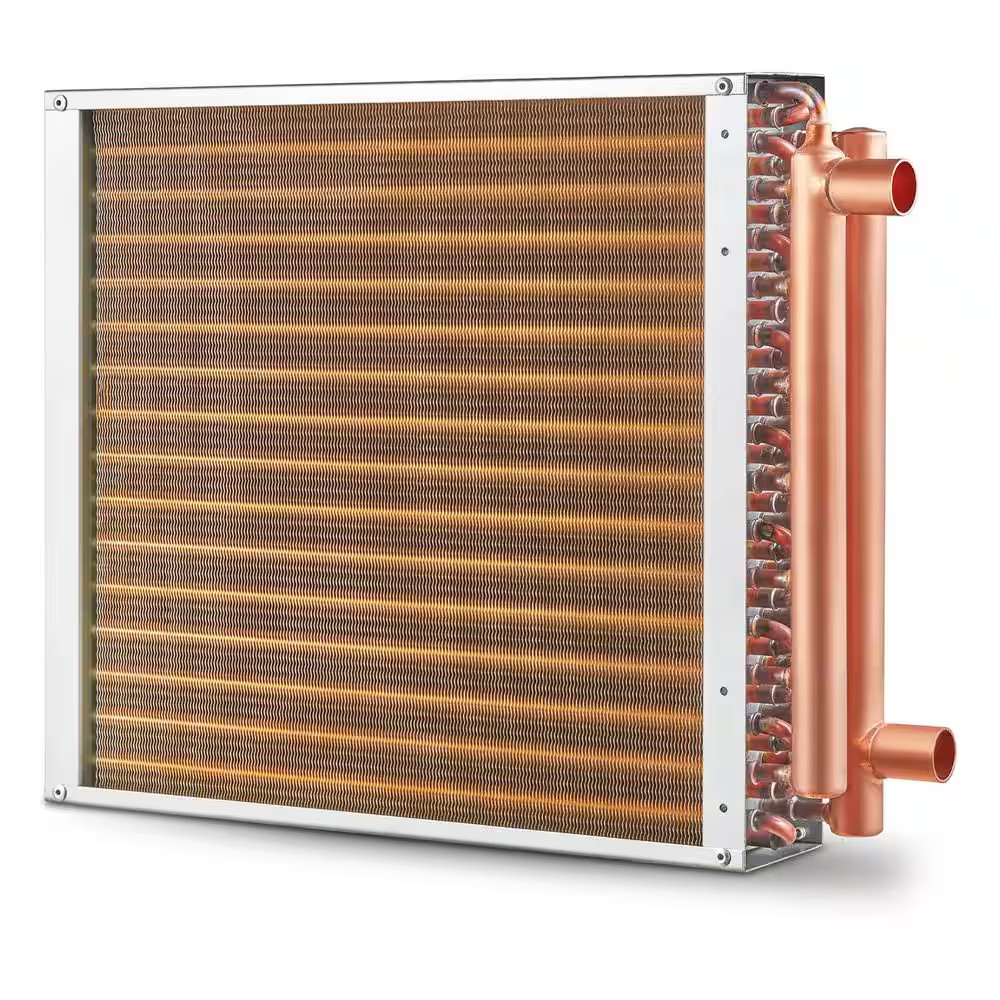 Heat Exchanger Water to Air, 16 In. X 16 In. with 3-Row 3/8 In. Copper Ports, 19