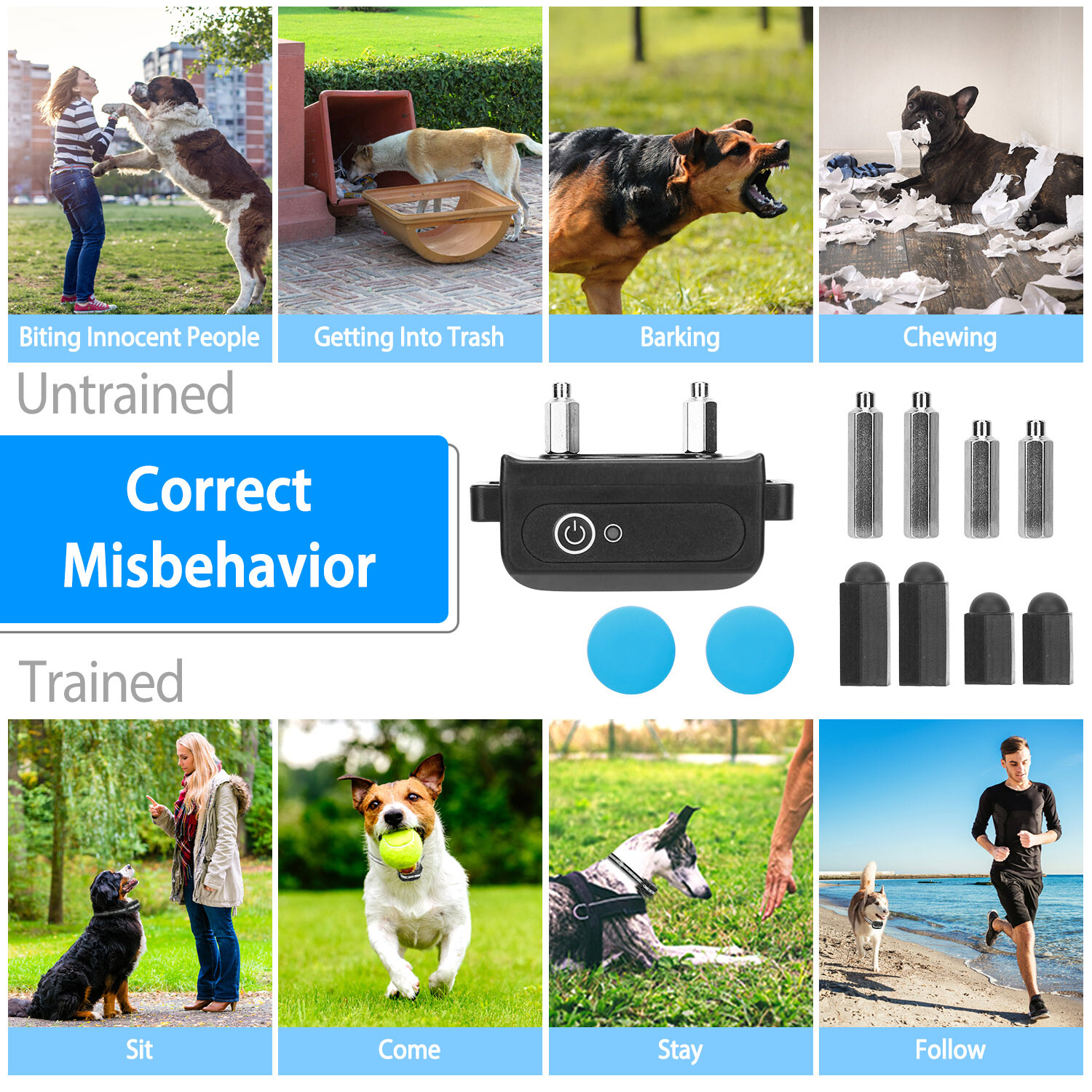 1640FT Dog Training Collar Rechargeable Remote Shock PET Waterproof Trainer