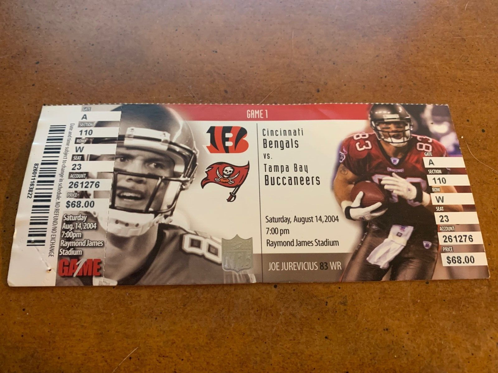 2004 Tampa Bay Buccaneers v Bengals Full Football Ticket Carson Palmer Debut