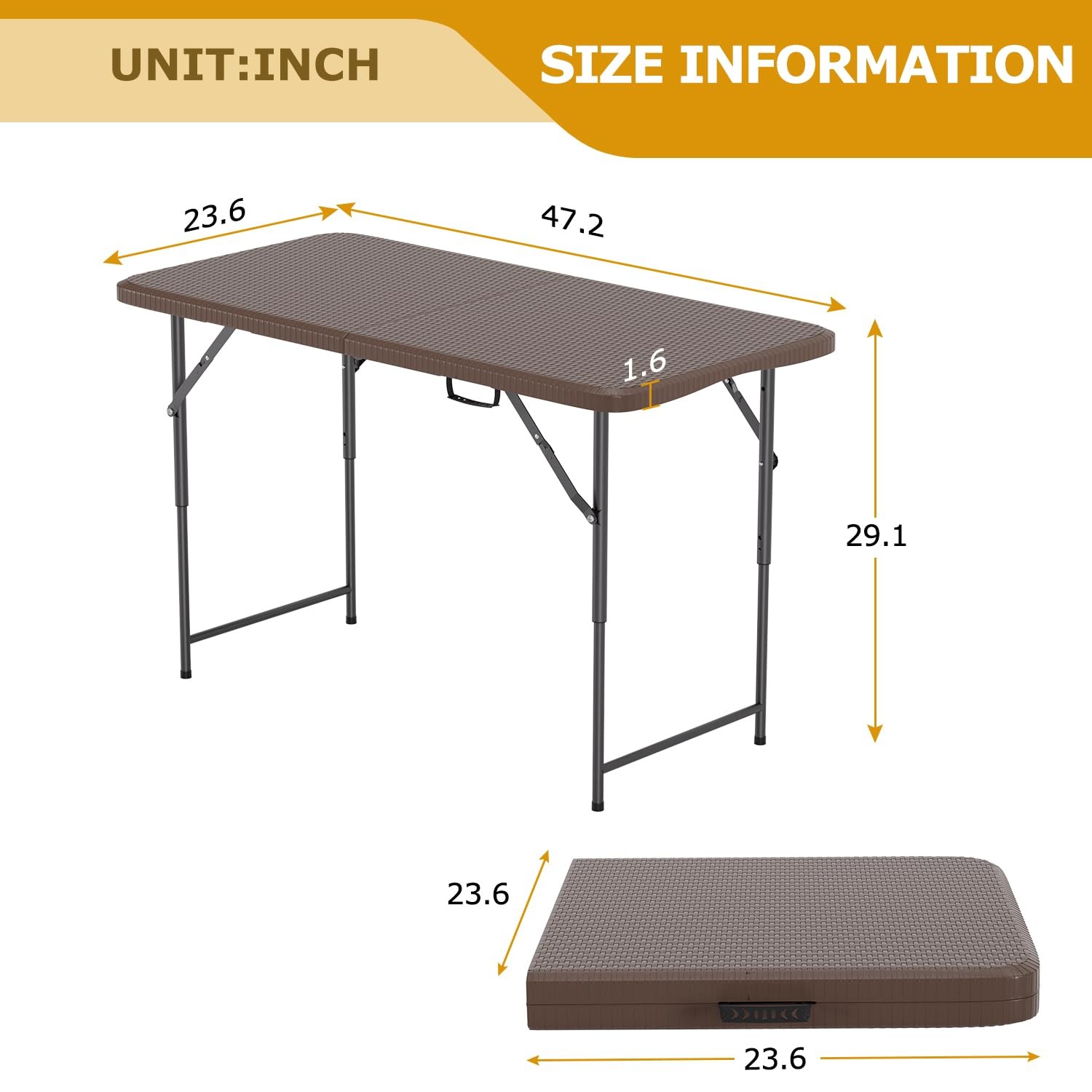 4FT Folding Table Half Portable Foldable Table Picnic Table for Office Home C...