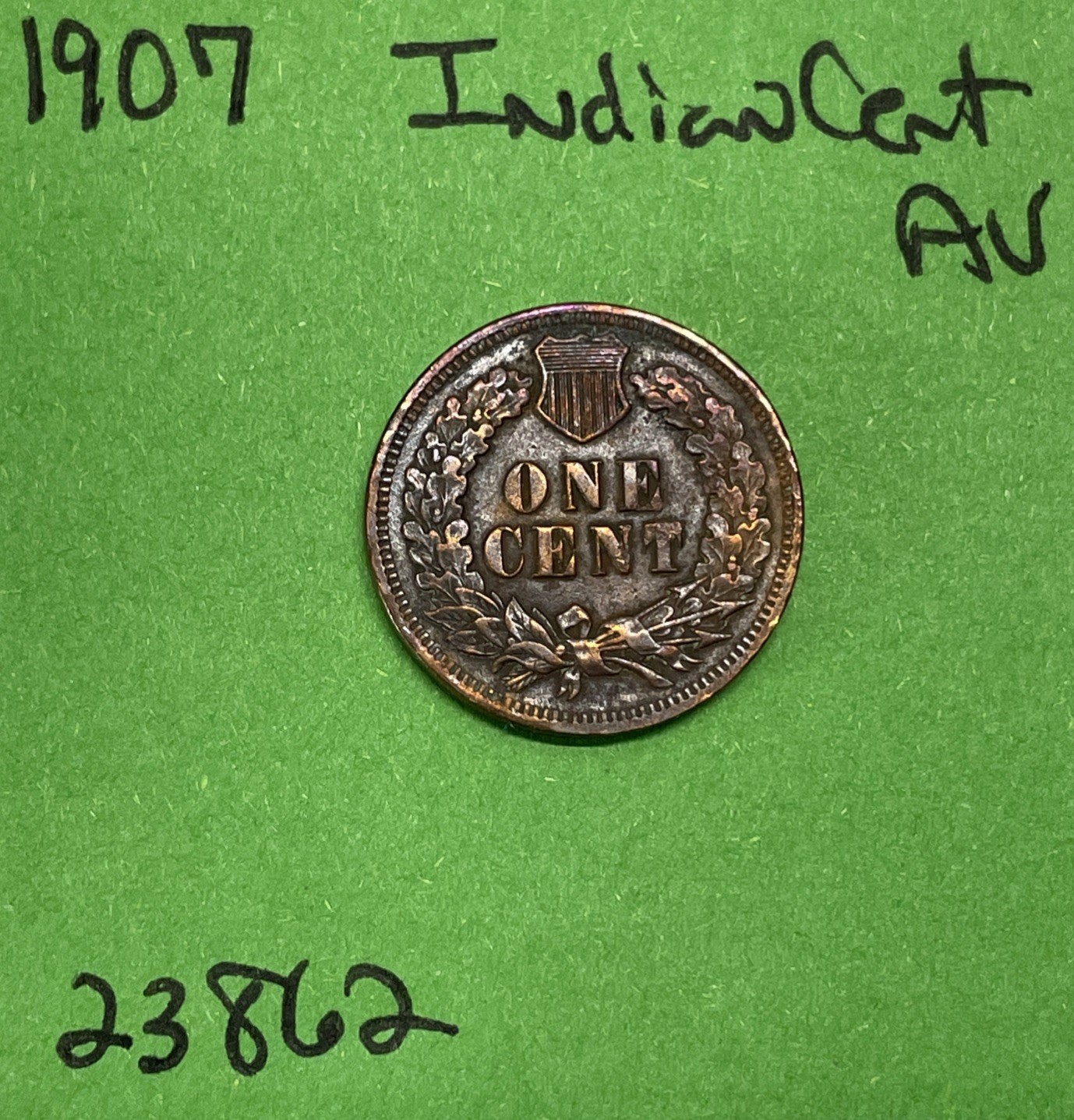 1907 Indian Head Cent / Penny 1c AU About Uncirculated
