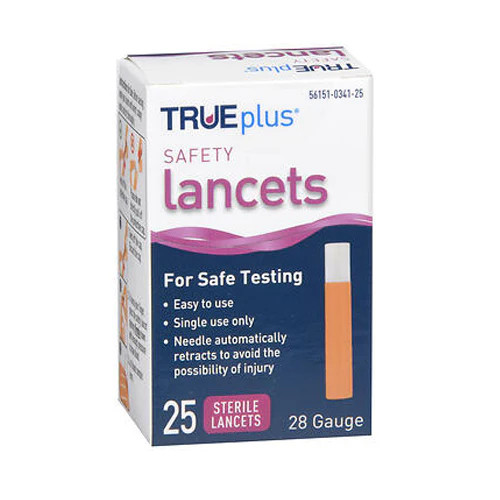 Safety Lancets 28 Gauge 25 Each By Trueplus