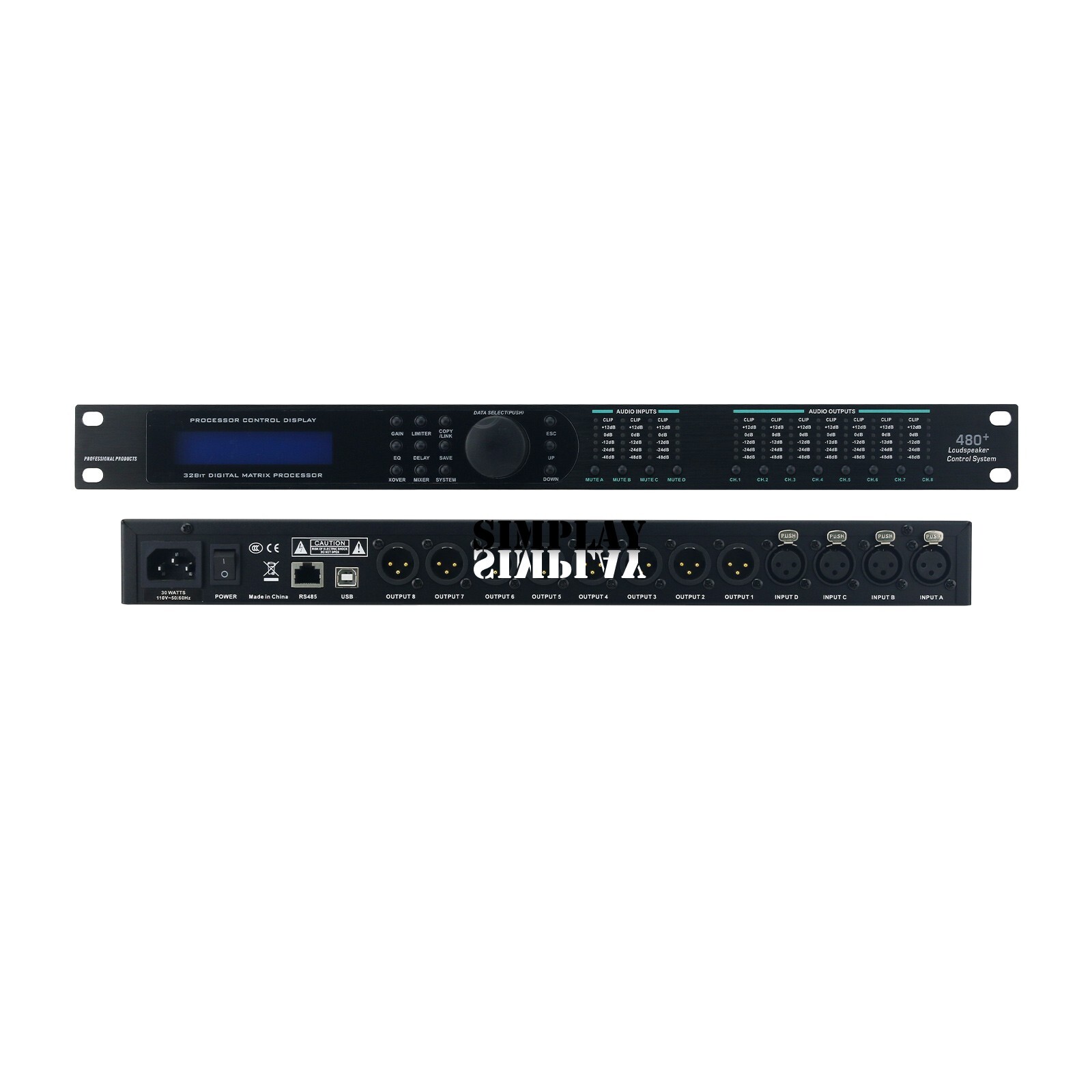 Professional 4-Ch Audio Effector 4-IN 8-OUT Stage Performance Audio Processor