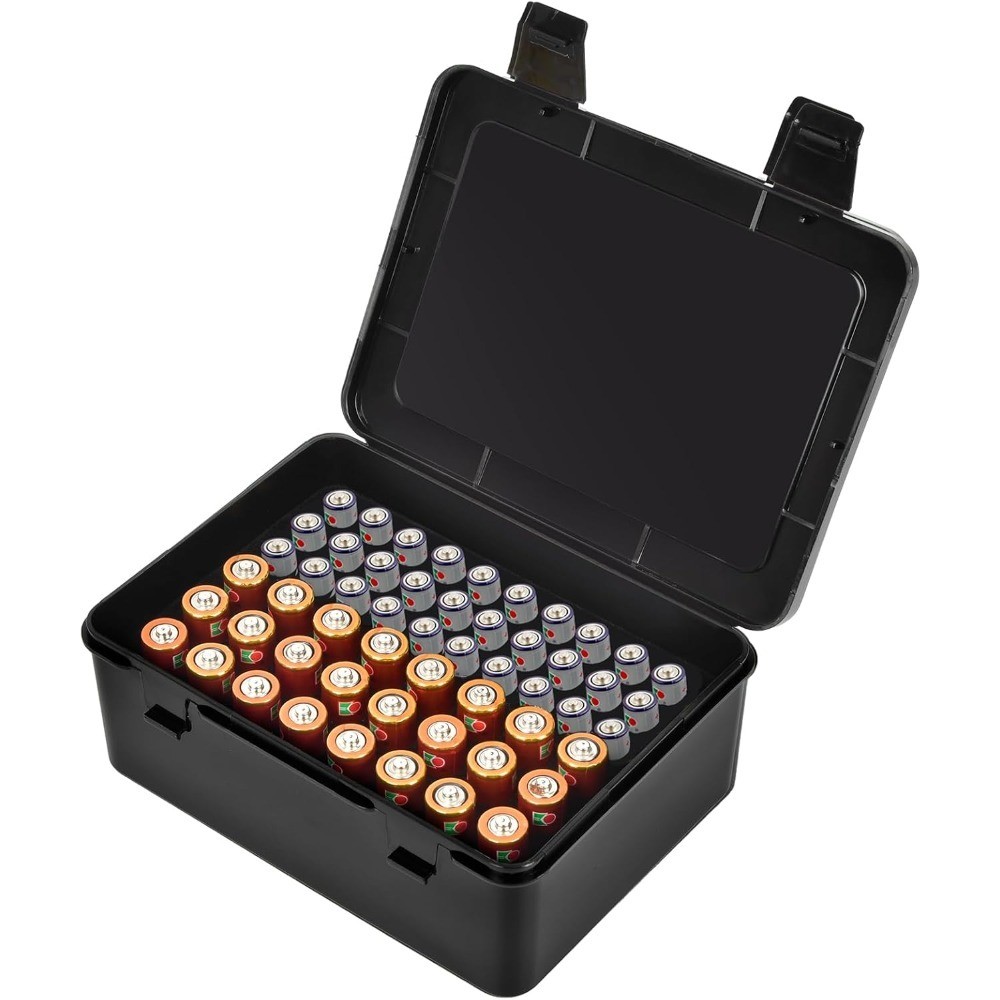 Battery Organizer Storage Box Garage Case Holder for 24 AA and 30 AAA Batteries