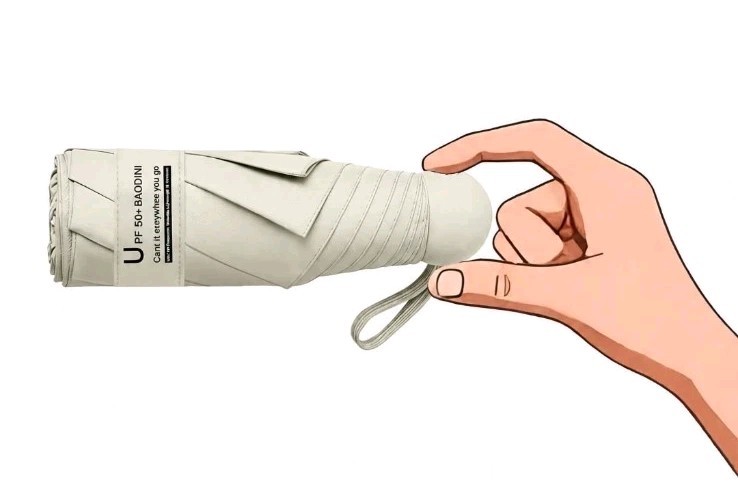 BAODINI Travel Essentials Mini Umbrella for Purse With Case Small Compact UV Sun