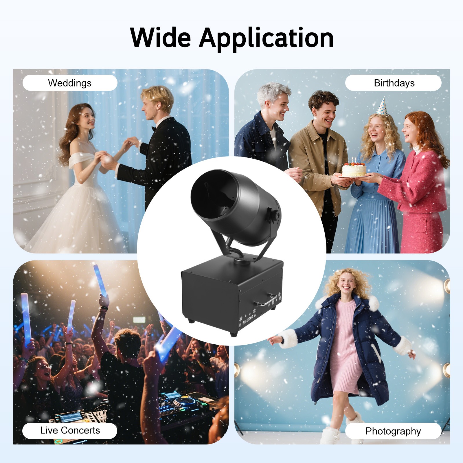 2000W Professional Snow Machine - Stage & Wedding Party Effect Shaking Head