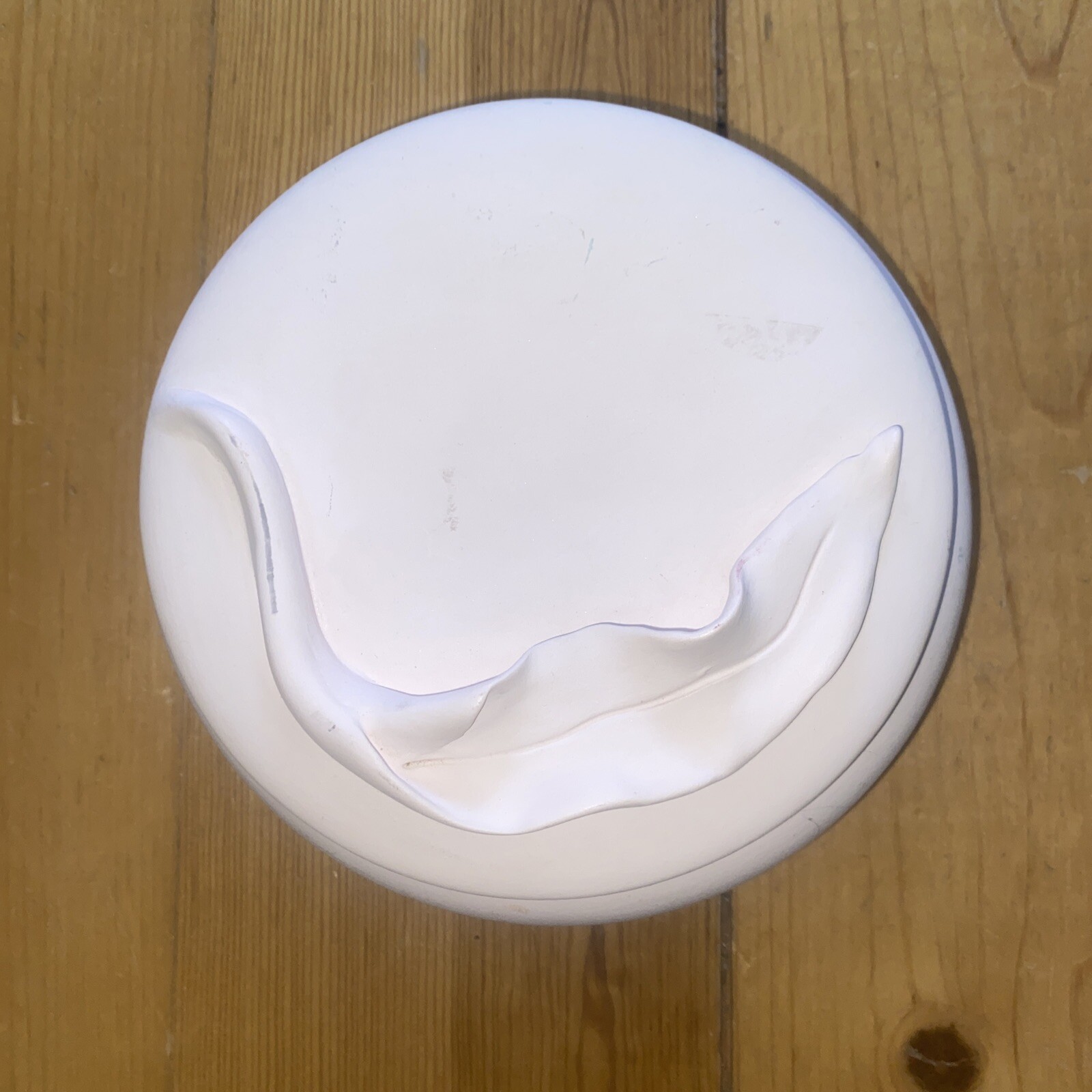 Light pink, signed ceramic covered dish