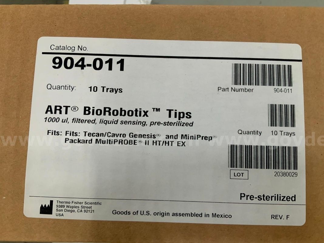 Thermo ART BioRobotix 1000uL Pipet Tips 904-011 Case of 10 Trays 960 Tecan