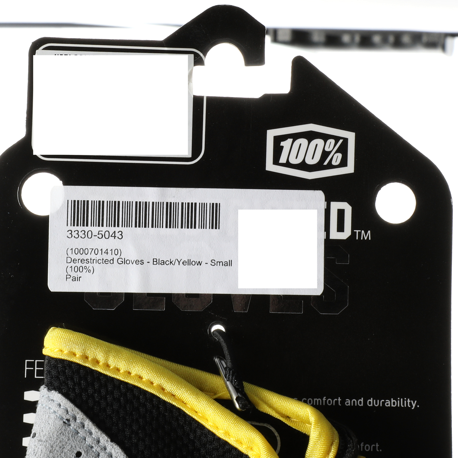 100% Derestricted Gloves Black/Yellow Small