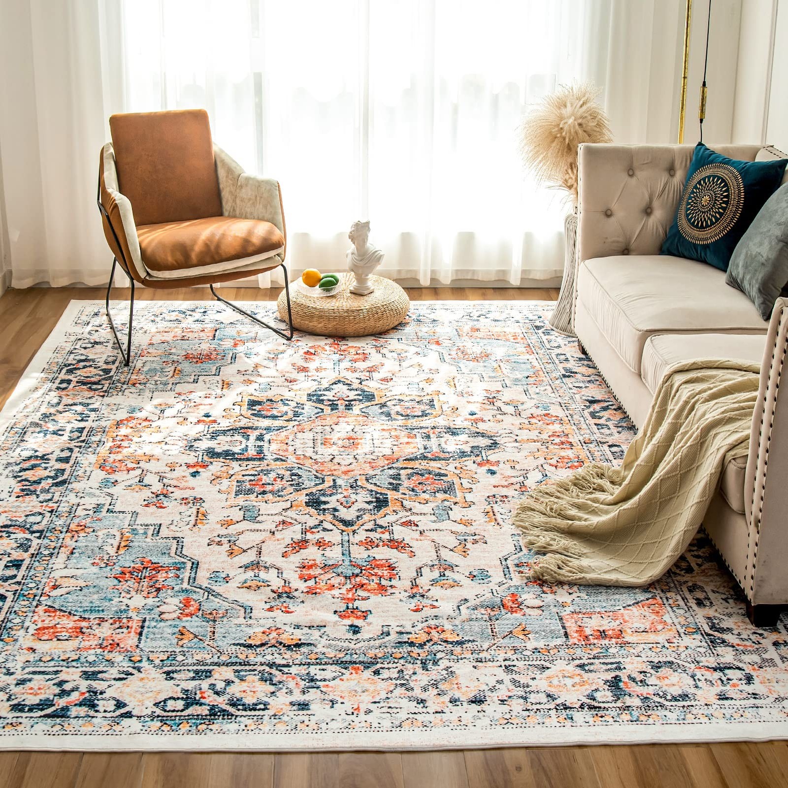 VK VK·LIVING Machine Washable Rug 4'x6' Vintage Design Washable Area Rugs w