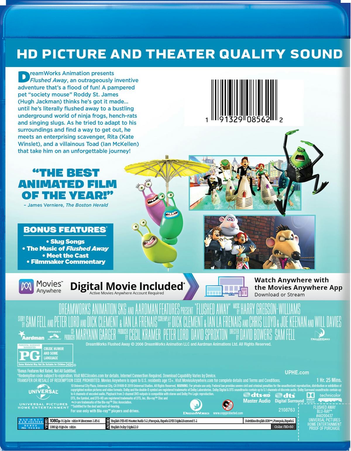 Flushed Away Blu-ray Hugh Jackman NEW