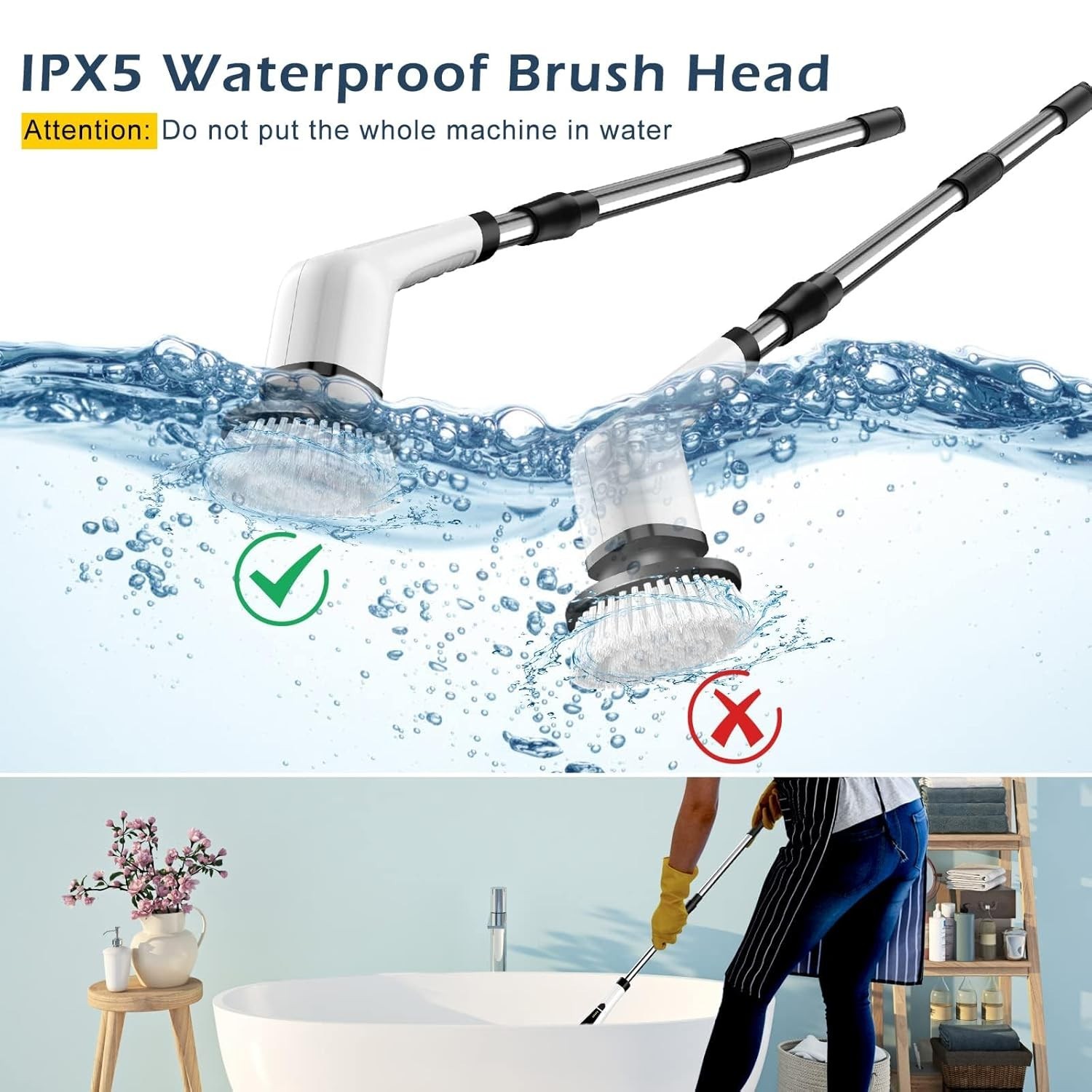 Electric Spin Scrubber, Cordless Cleaning Brush Scrubber for Home, 8 Replacea...
