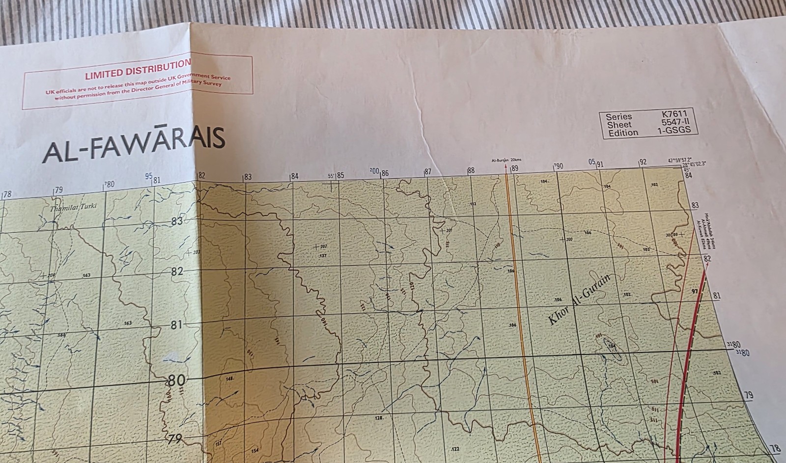 Al-Fawarais - Original 1:50,000 Desert Storm Combat Topographic Line Map (TLM)