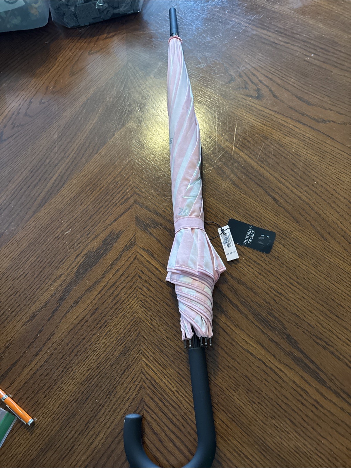 NWT Victoria Secret Fashion Show 2024 Pink White Striped Umbrella 34 Inches