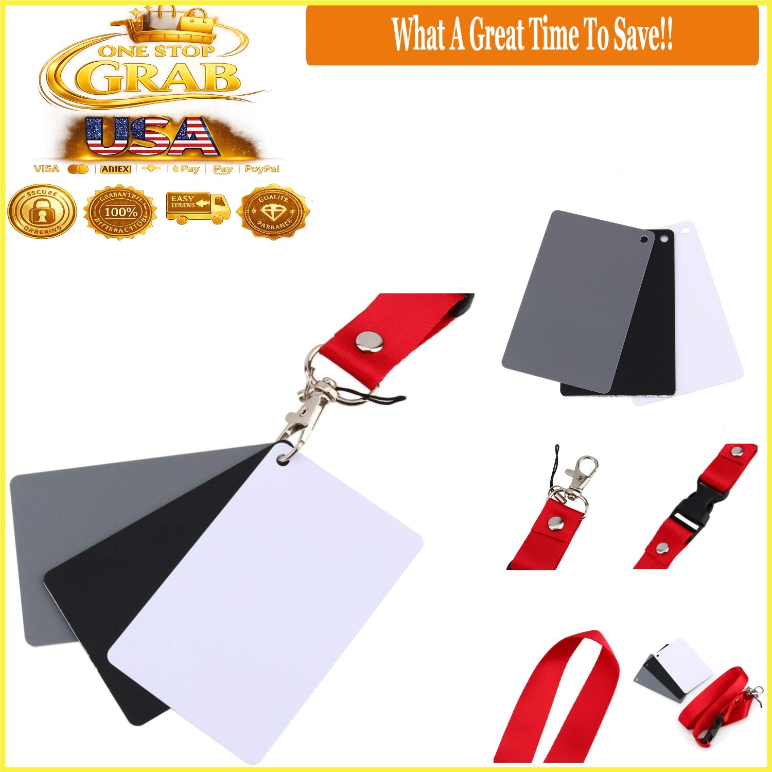 3 in 1 Digital Photography Color Balance Card Set Gray White Black