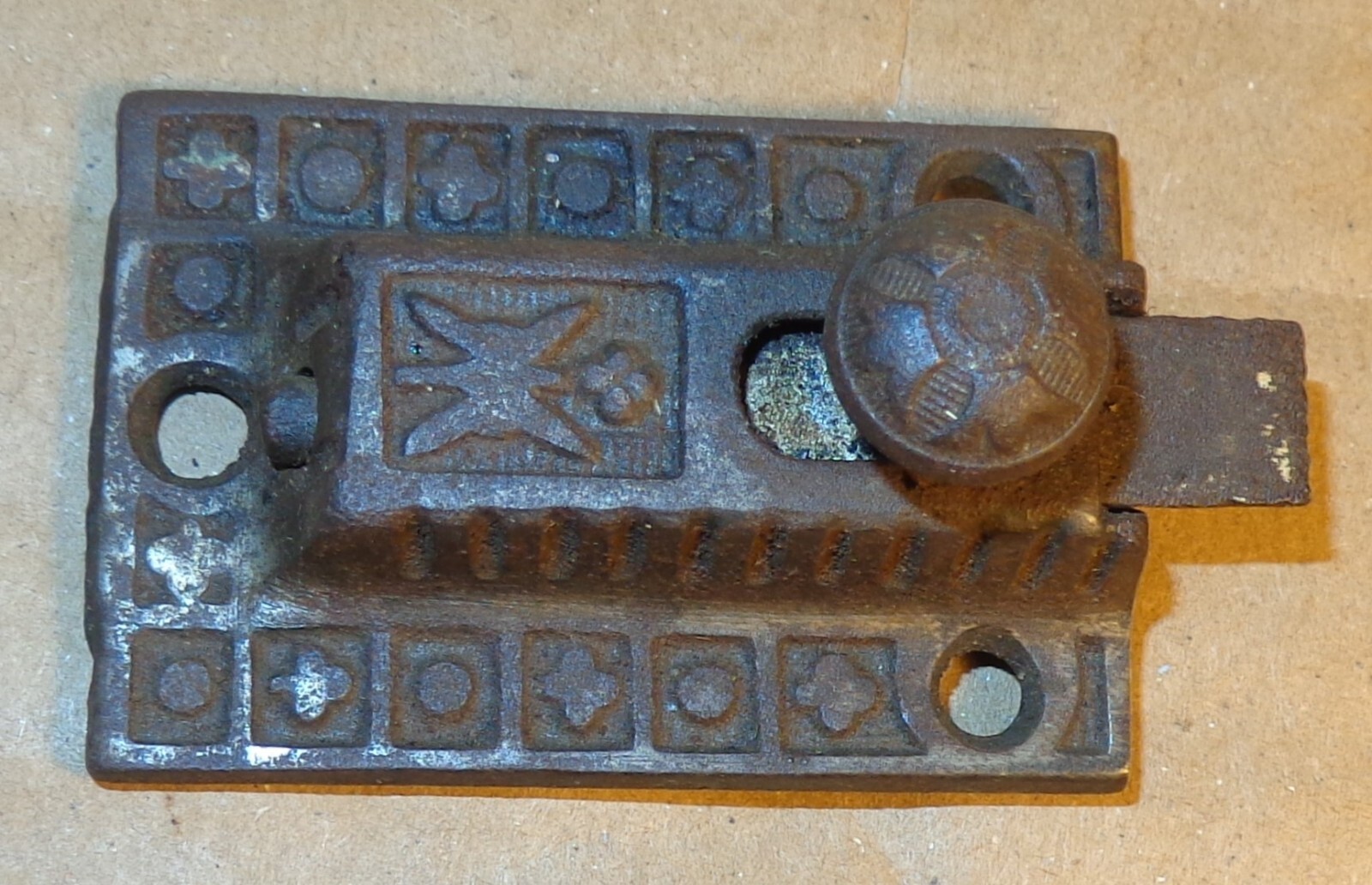 Antique Old Vintage Ornate Sargent Co. Victorian Jelly Cabinet Door Lock Latch