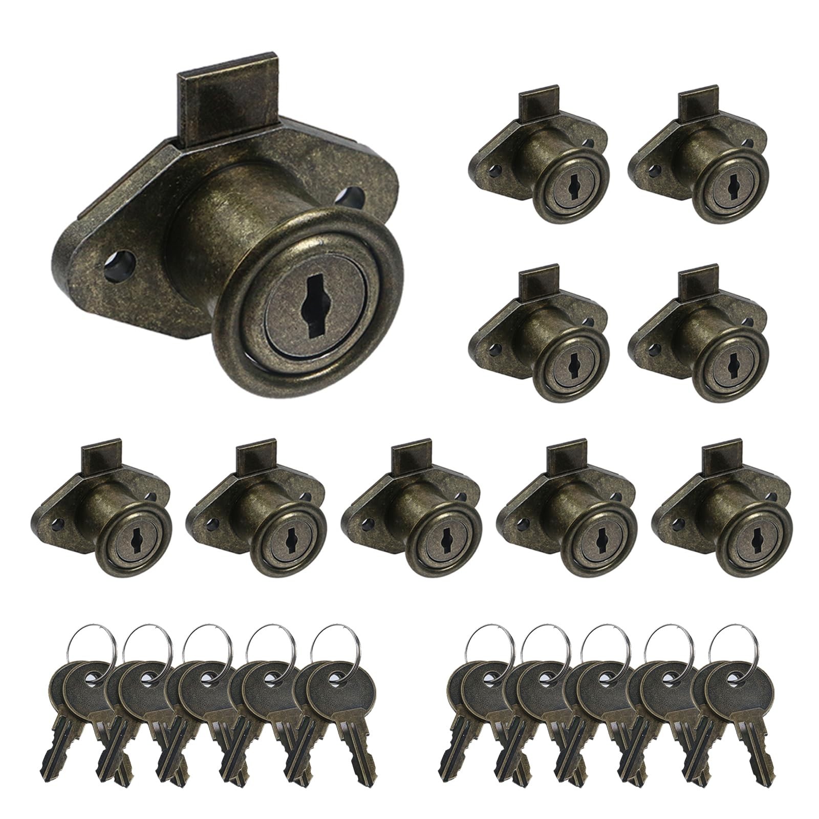 Desk Cabinet Lock Antique Bronze Drawer Dreeser 10 Pieces, Brown
