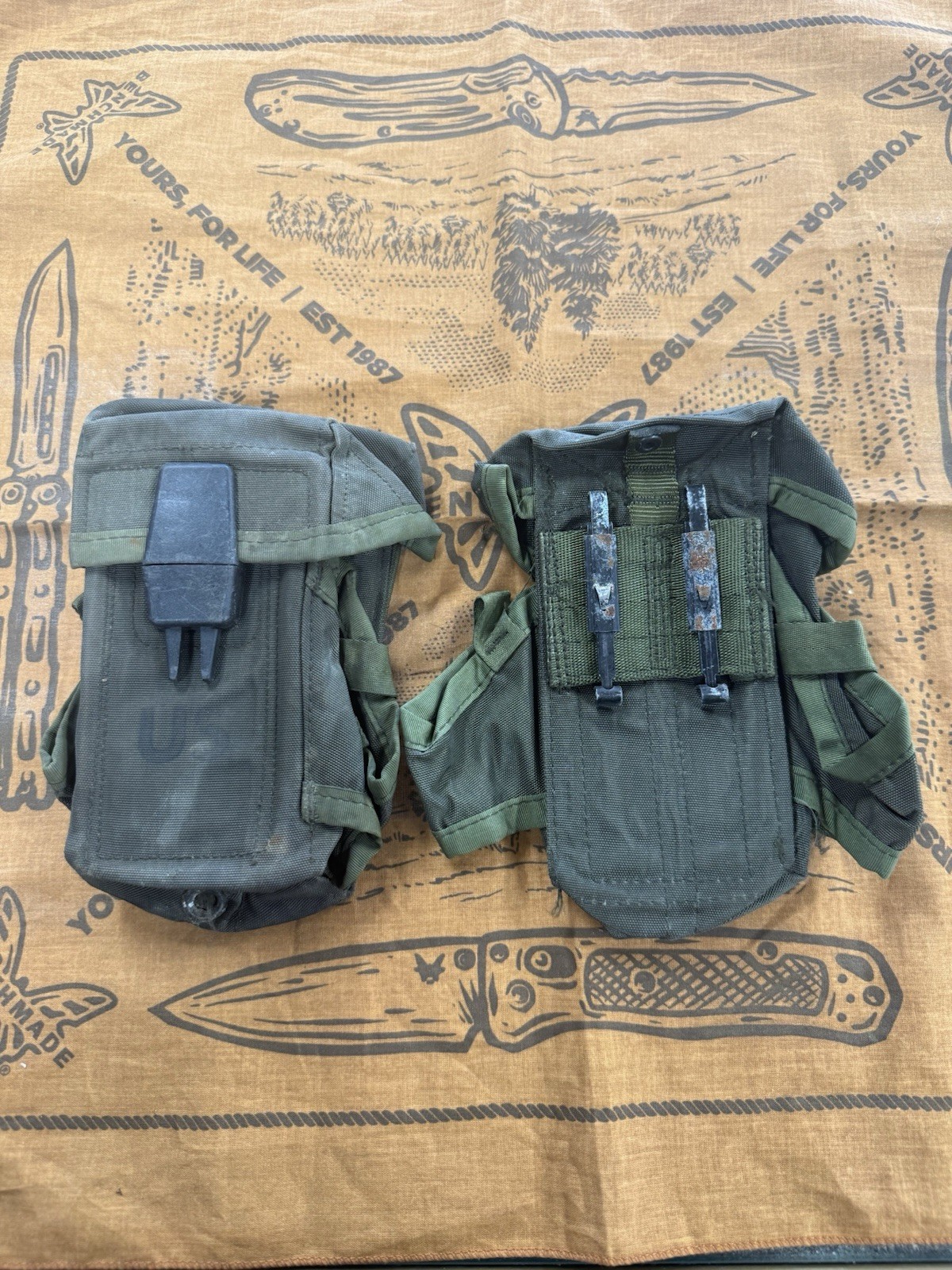 Pair of USGI ALICE Mag Pouches OD Green NSN 8465-01-207-5573 – Used**Item