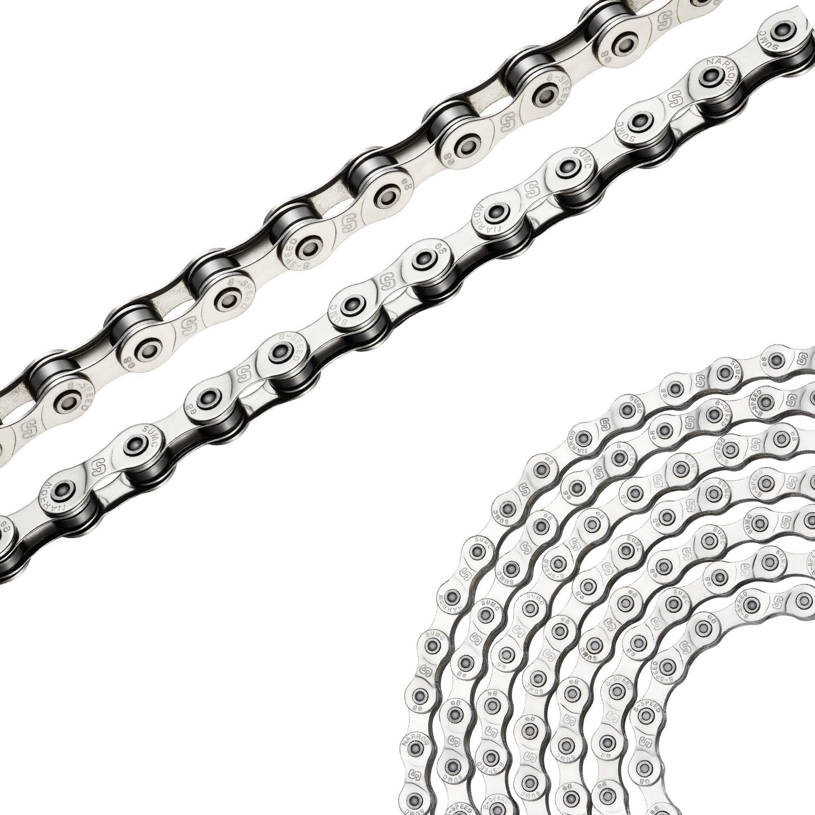 Heavy Duty Mid Drive Ebike Chain 6-8 Speed Drive Train Dark Silver