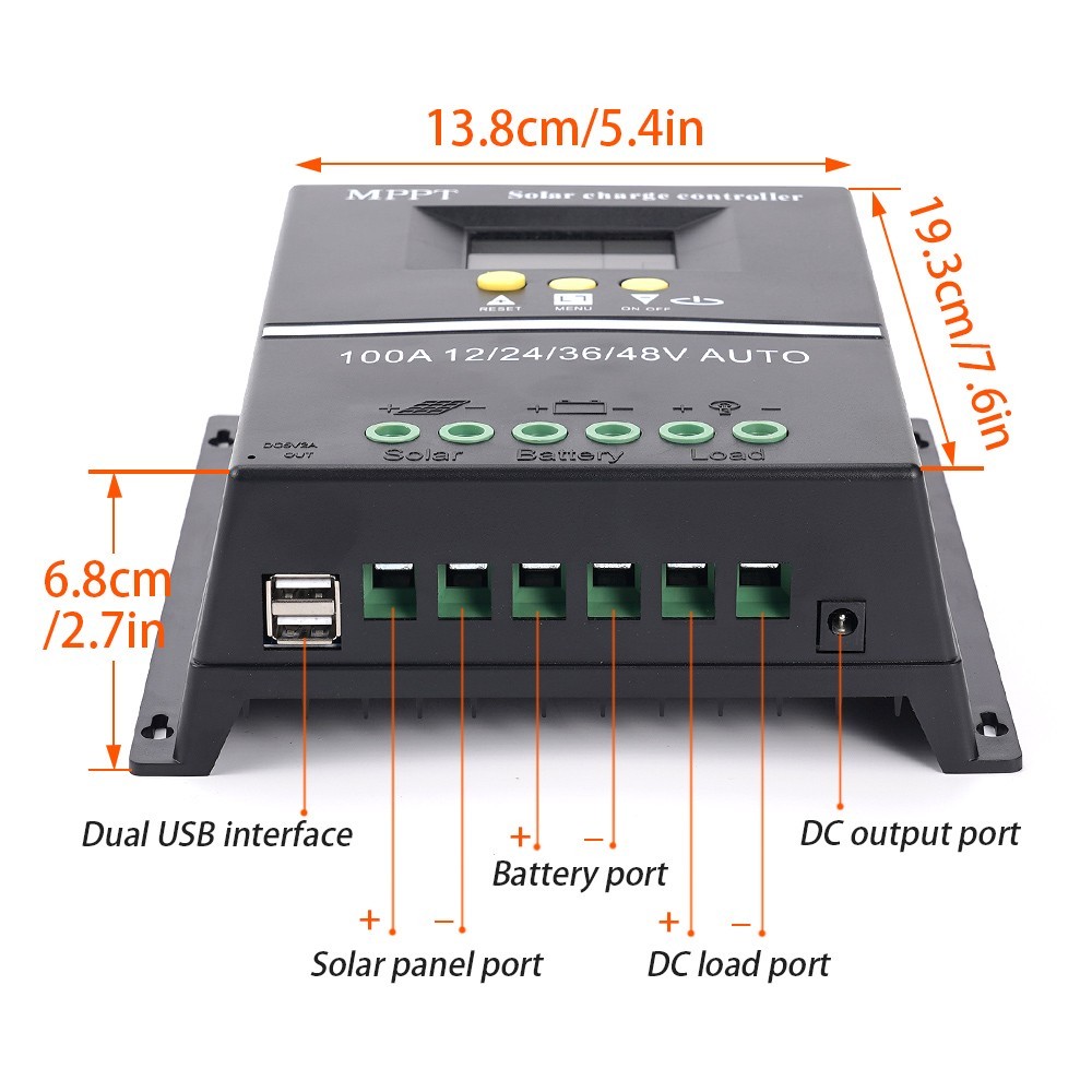 MPPT Solar Charge Controller 100 Amp 12V 24V 36V 48V Auto Solar Panel Controller
